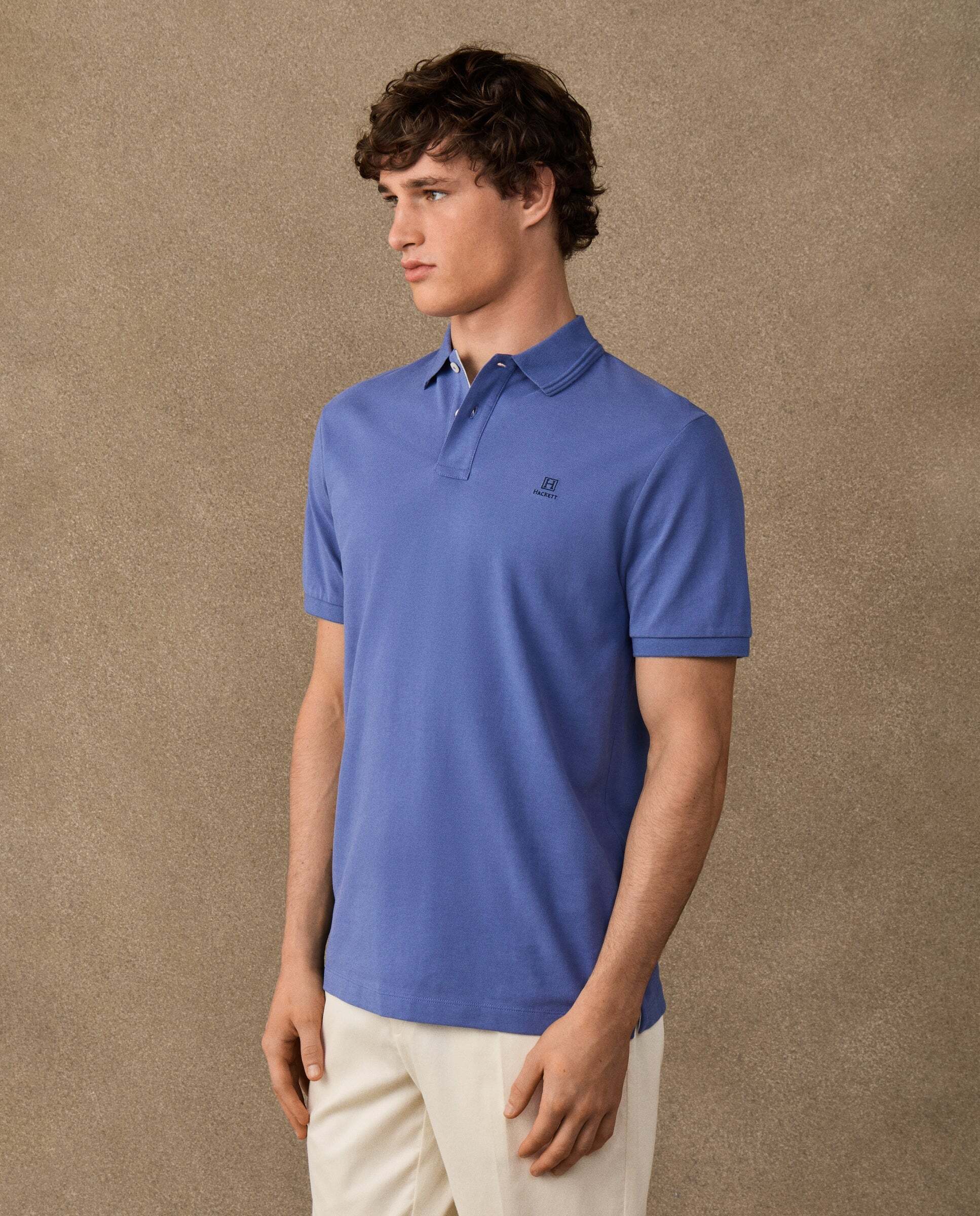 Polo de hombre de manga corta con ribete fit clásico - Hackett - Azul Azul-6