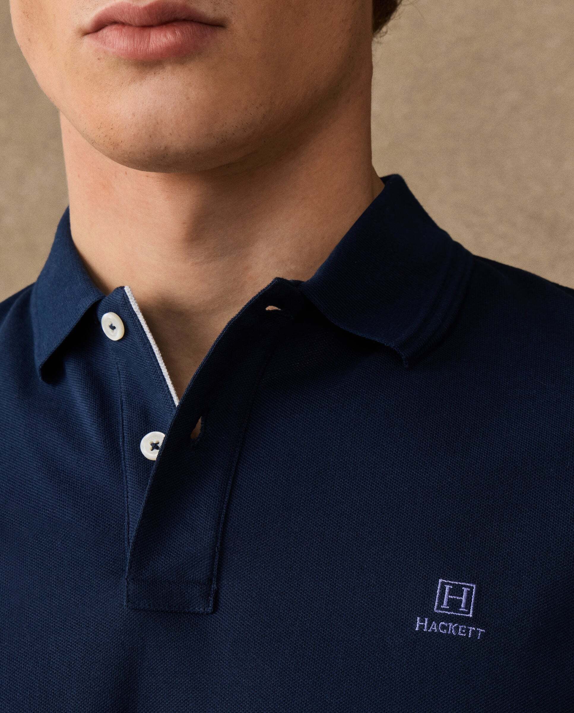 Polo de hombre de manga corta con ribete fit clásico - Hackett - Azul marino Azul marino-5