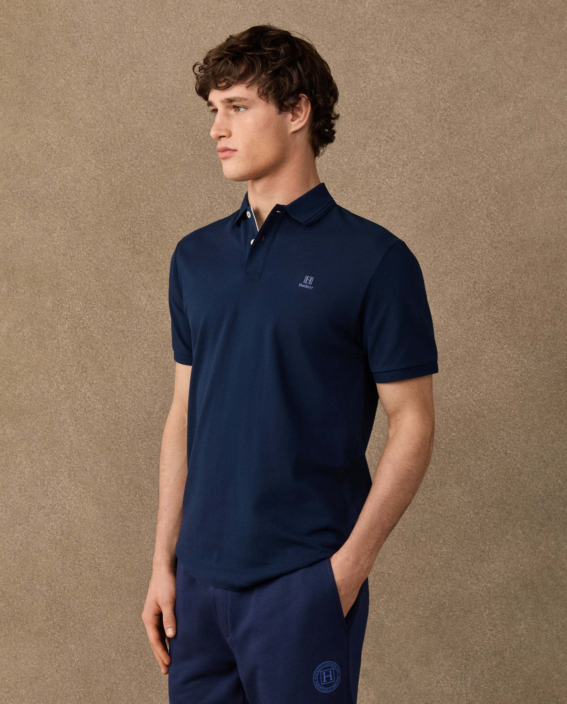 Polo de hombre de manga corta con ribete fit clásico - Hackett - Azul marino Azul marino-6