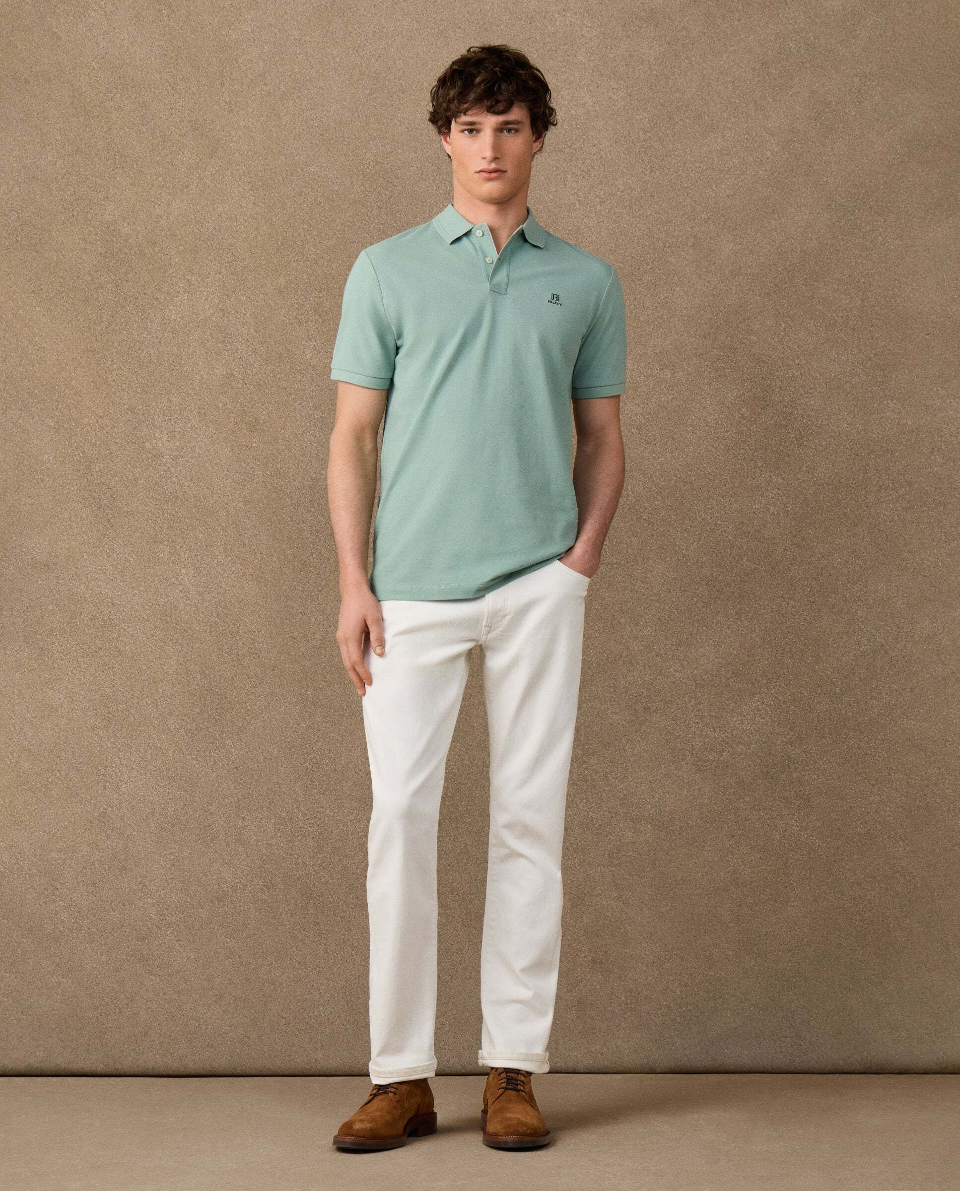 Polo de hombre de manga corta con ribete fit clásico - Hackett - Verde Verde-2