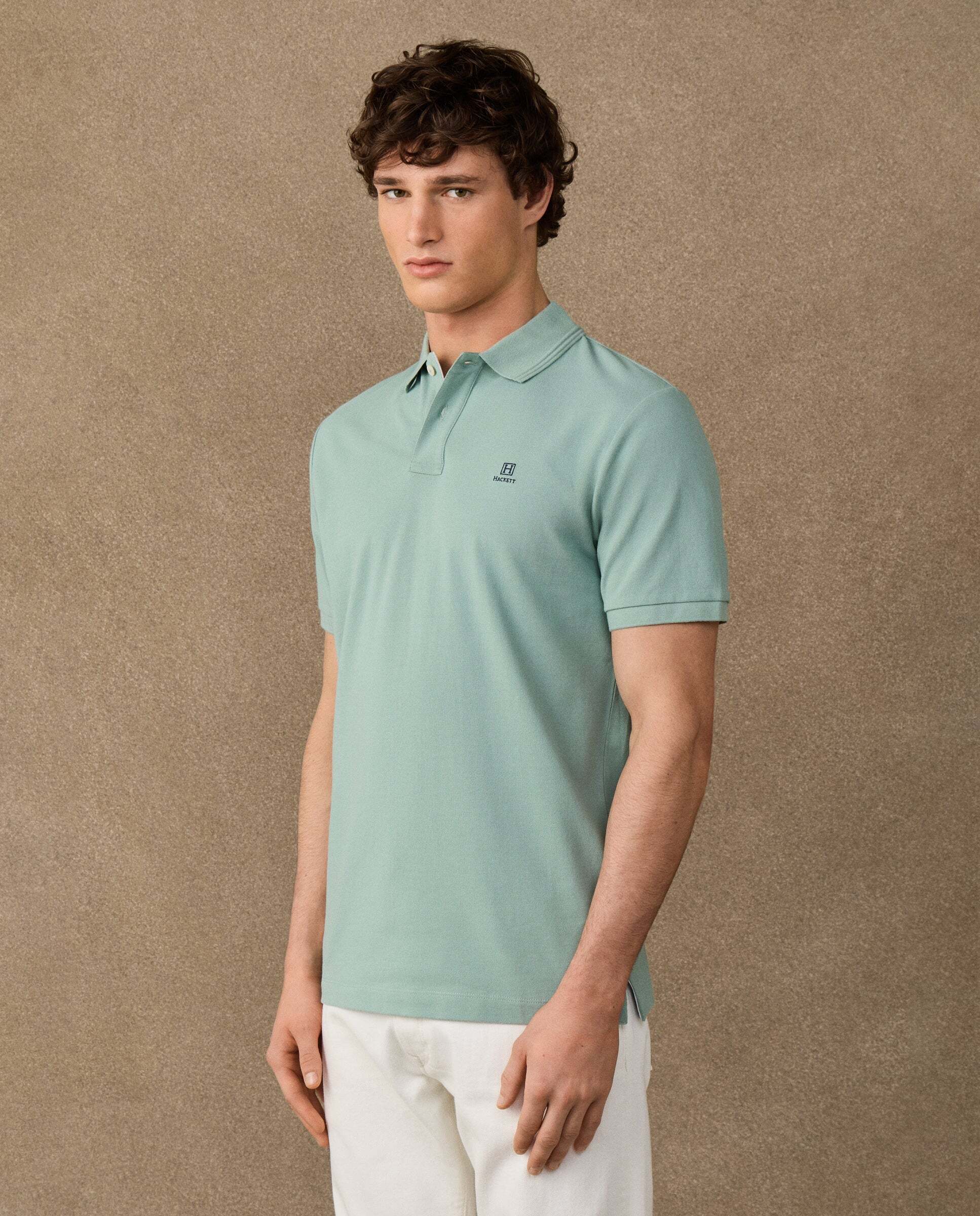 Polo de hombre de manga corta con ribete fit clásico - Hackett - Verde Verde-6