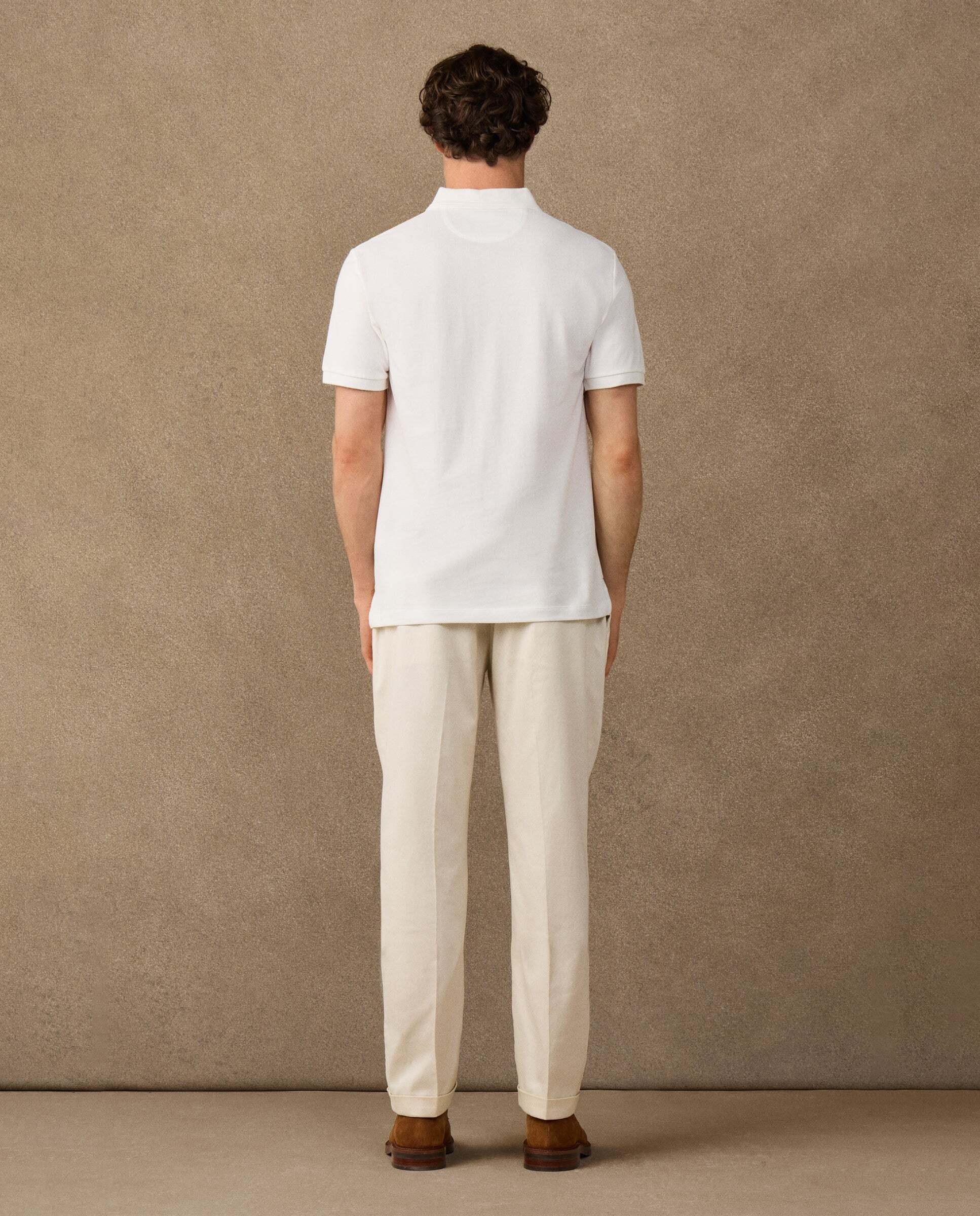 Polo de hombre de manga corta con ribete fit clásico - Hackett - Crema Crema-3