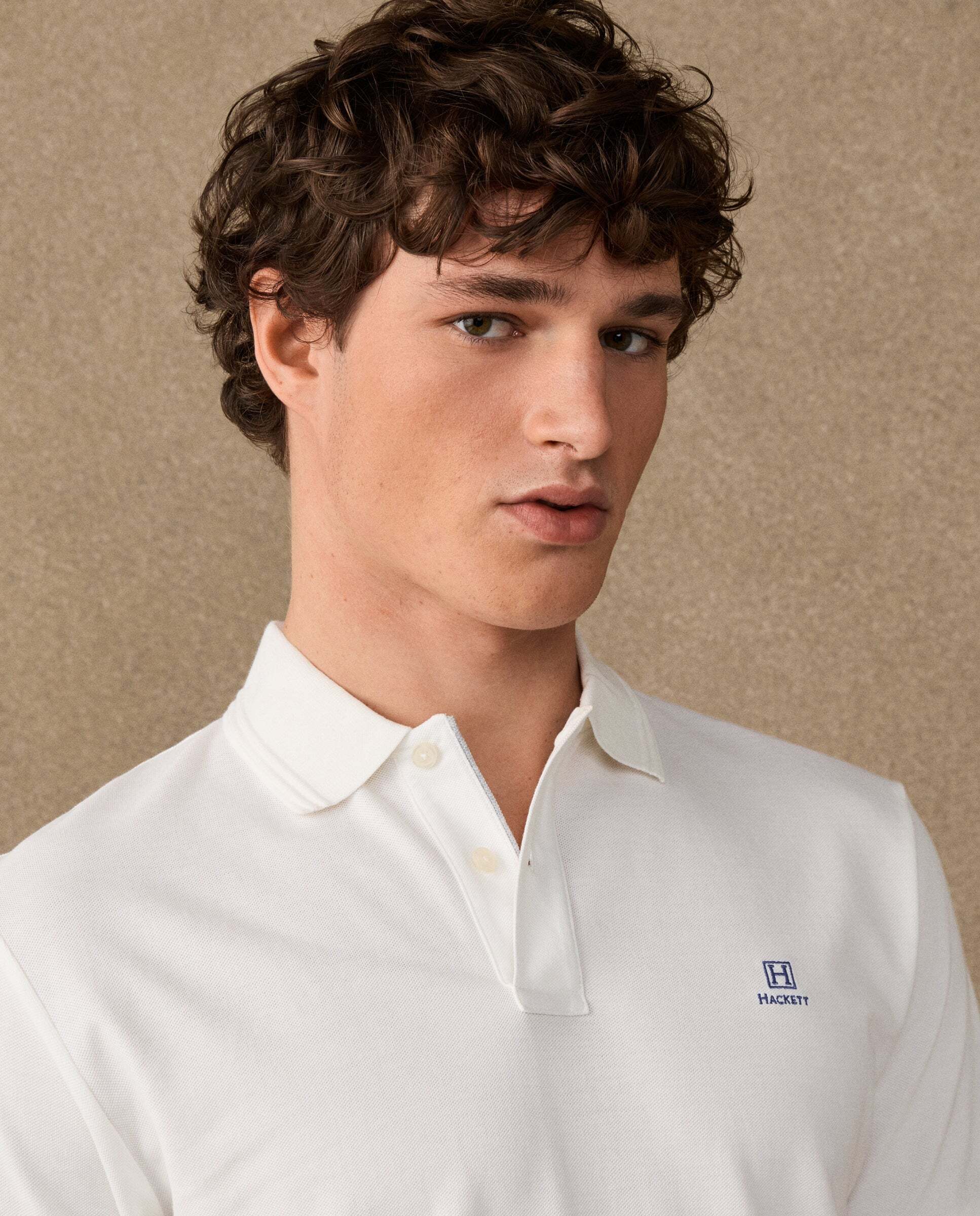 Polo de hombre de manga corta con ribete fit clásico - Hackett - Crema Crema-4