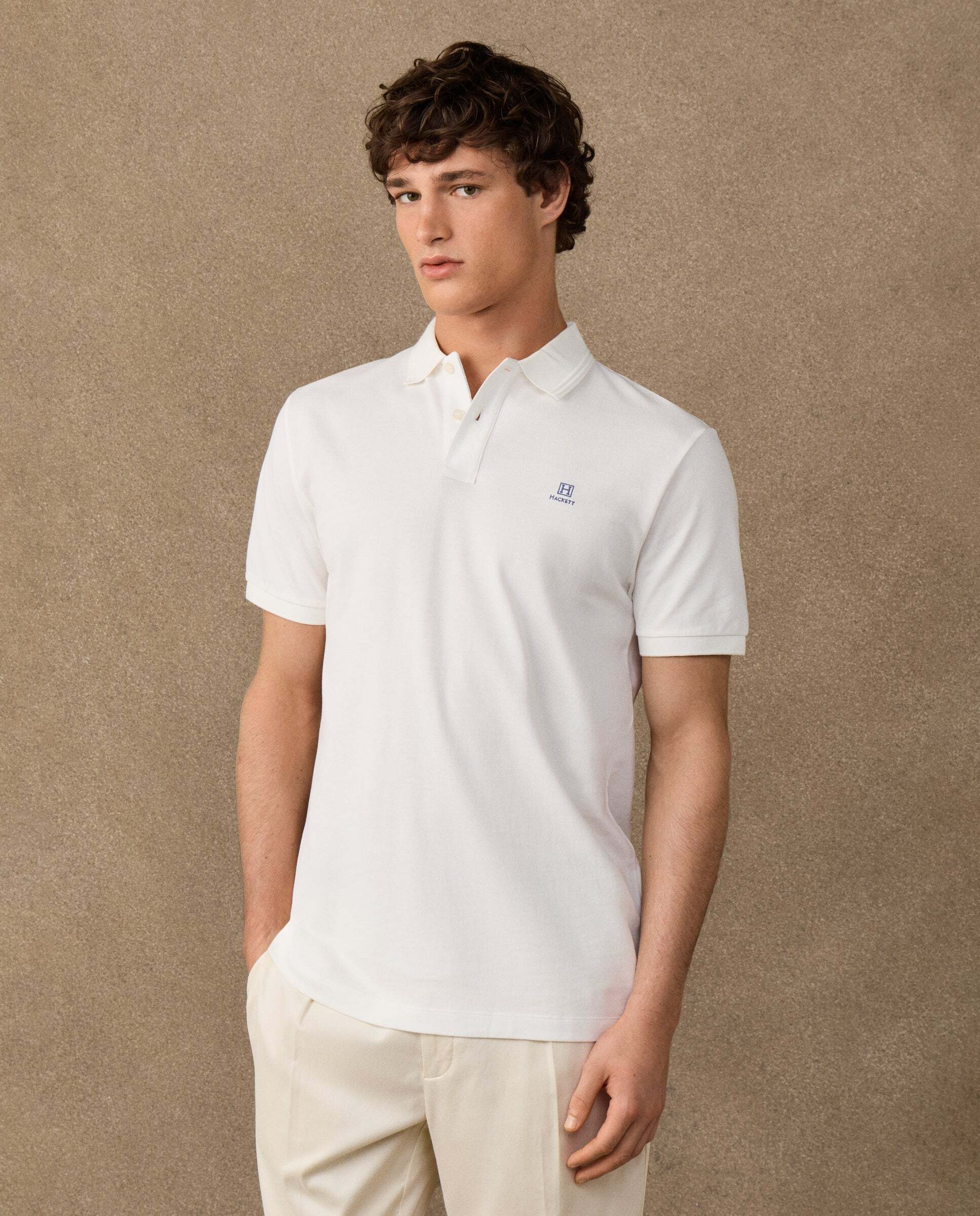 Polo de hombre de manga corta con ribete fit clásico - Hackett - Crema Crema-6