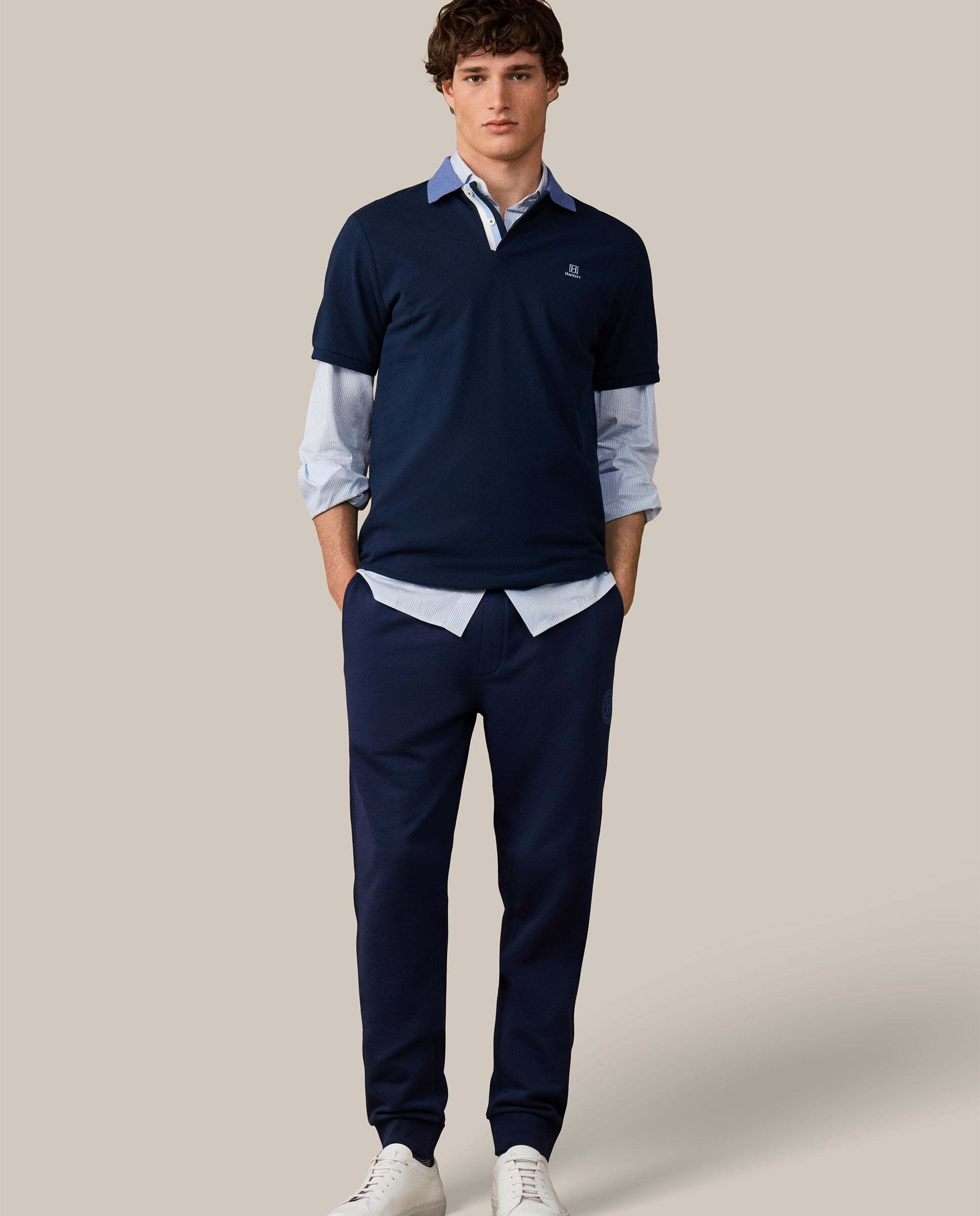 Polo de hombre de manga corta con cinta fit clásico - Hackett - Azul marino Azul marino-2