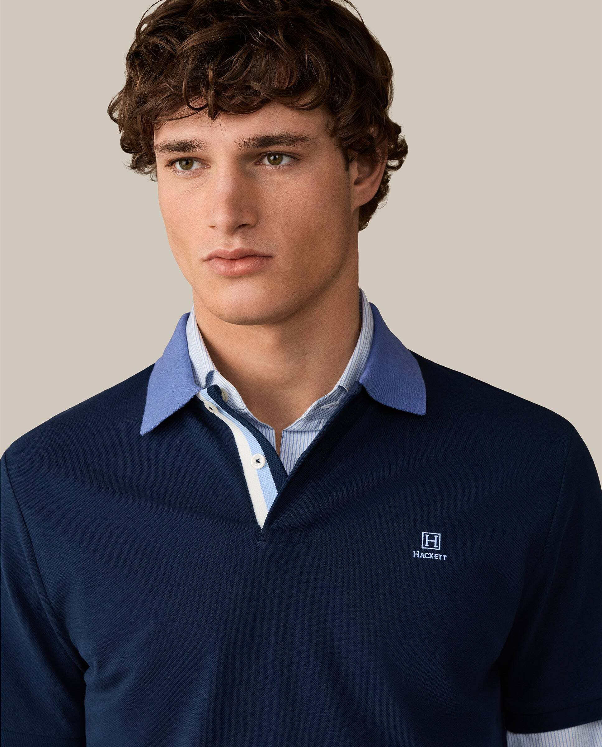Polo de hombre de manga corta con cinta fit clásico - Hackett - Azul marino Azul marino-4