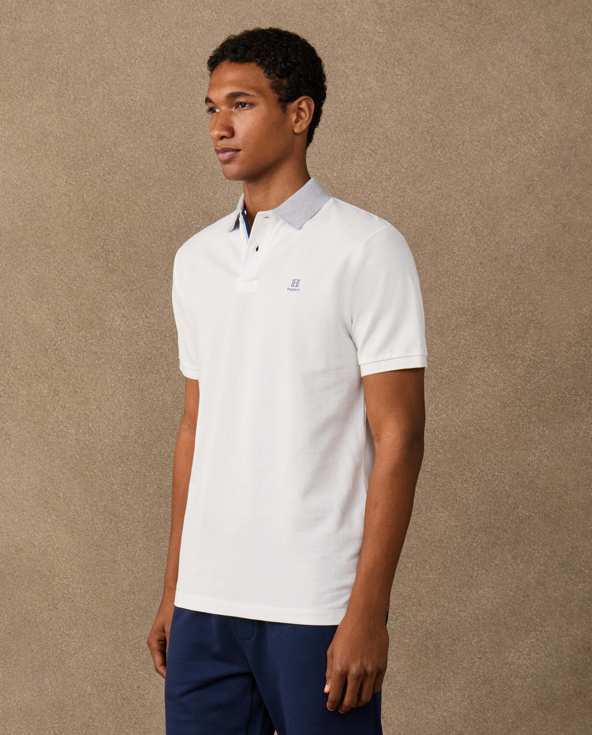 Polo de hombre de manga corta con cinta fit clásico - Hackett - Crema Crema-6