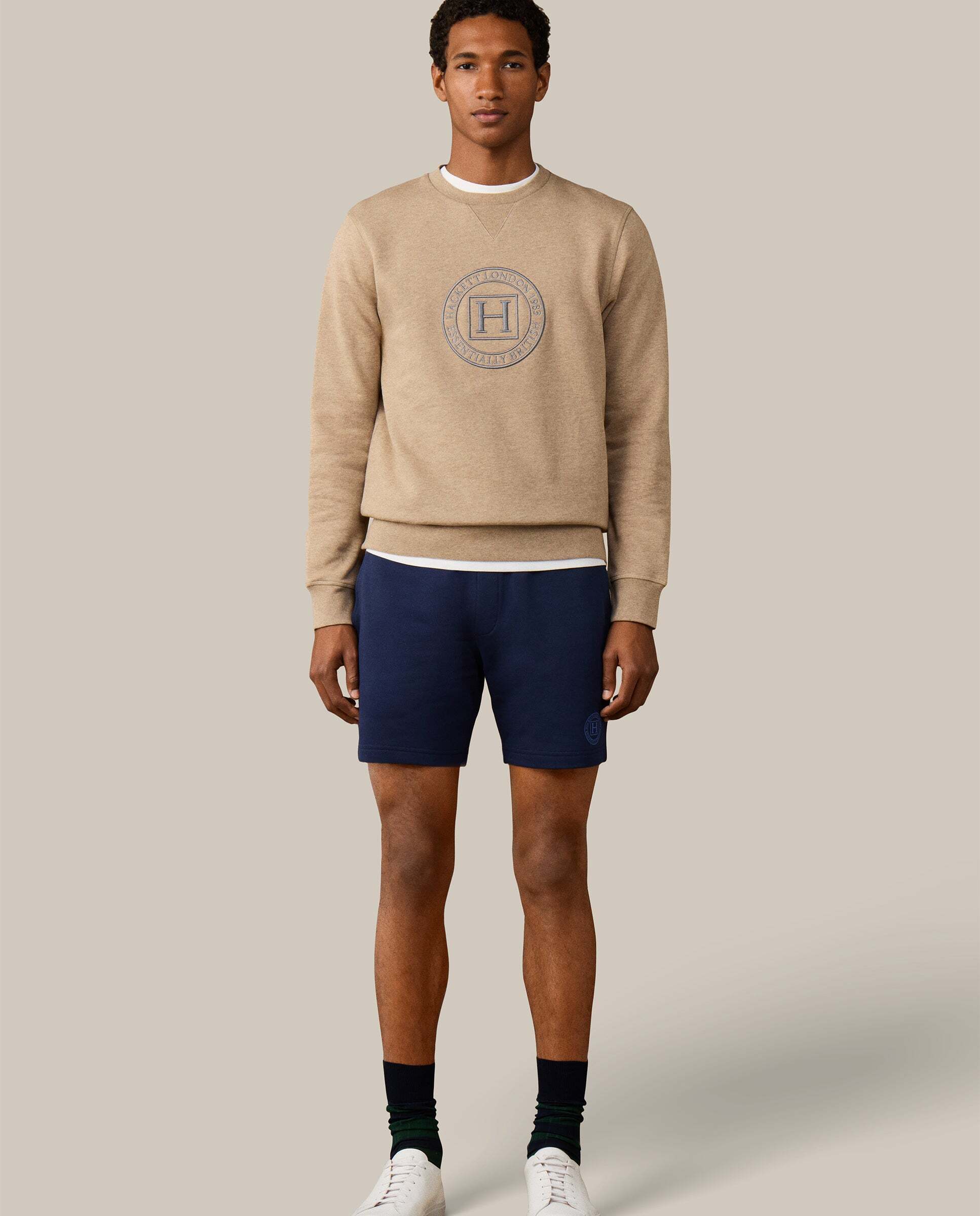 Sudadera de hombre cuello redondo con logo h - Hackett - Beige Beige-2