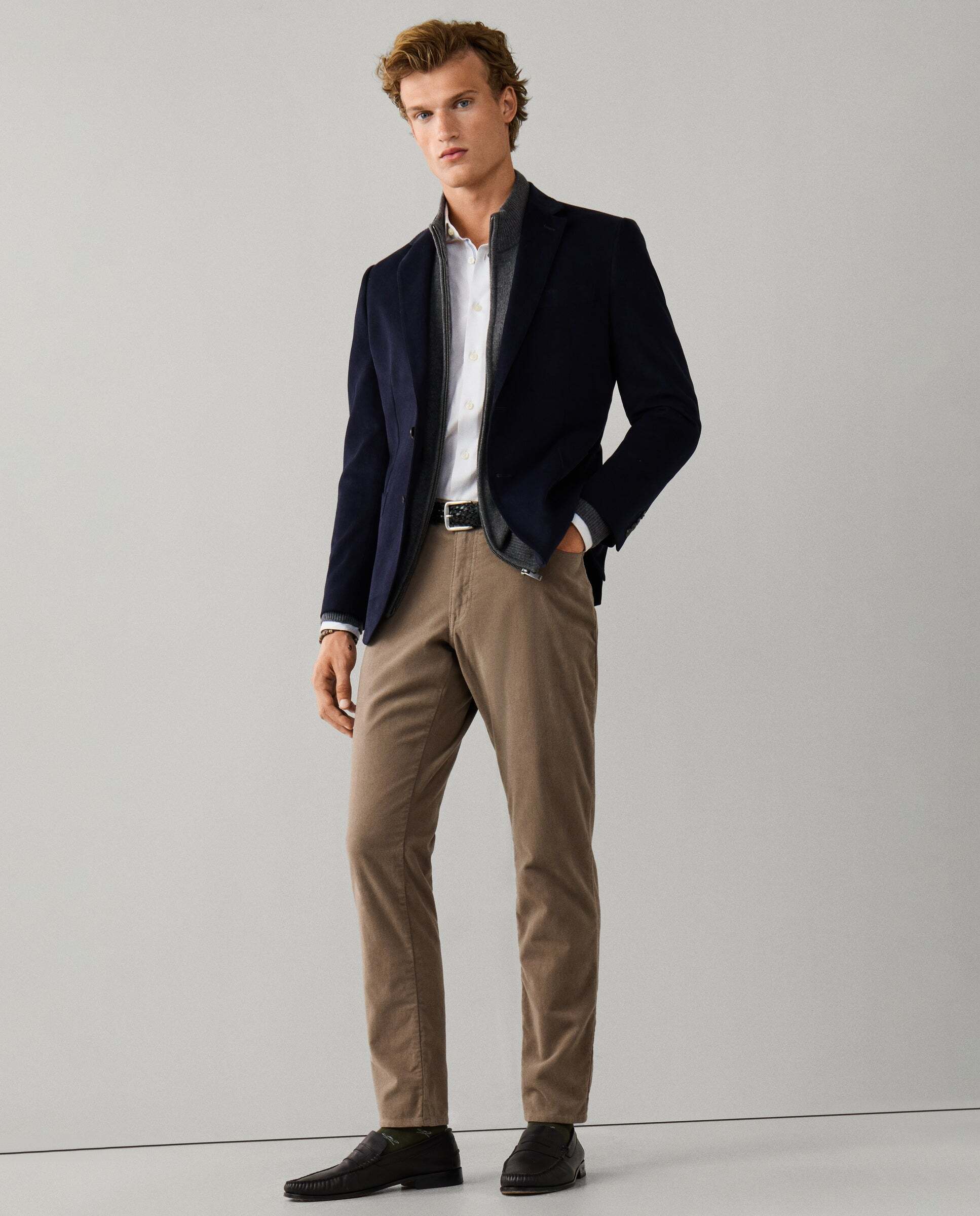Pantalón de hombre trinity moleskin fit regular - Hackett - Natural Natural-2
