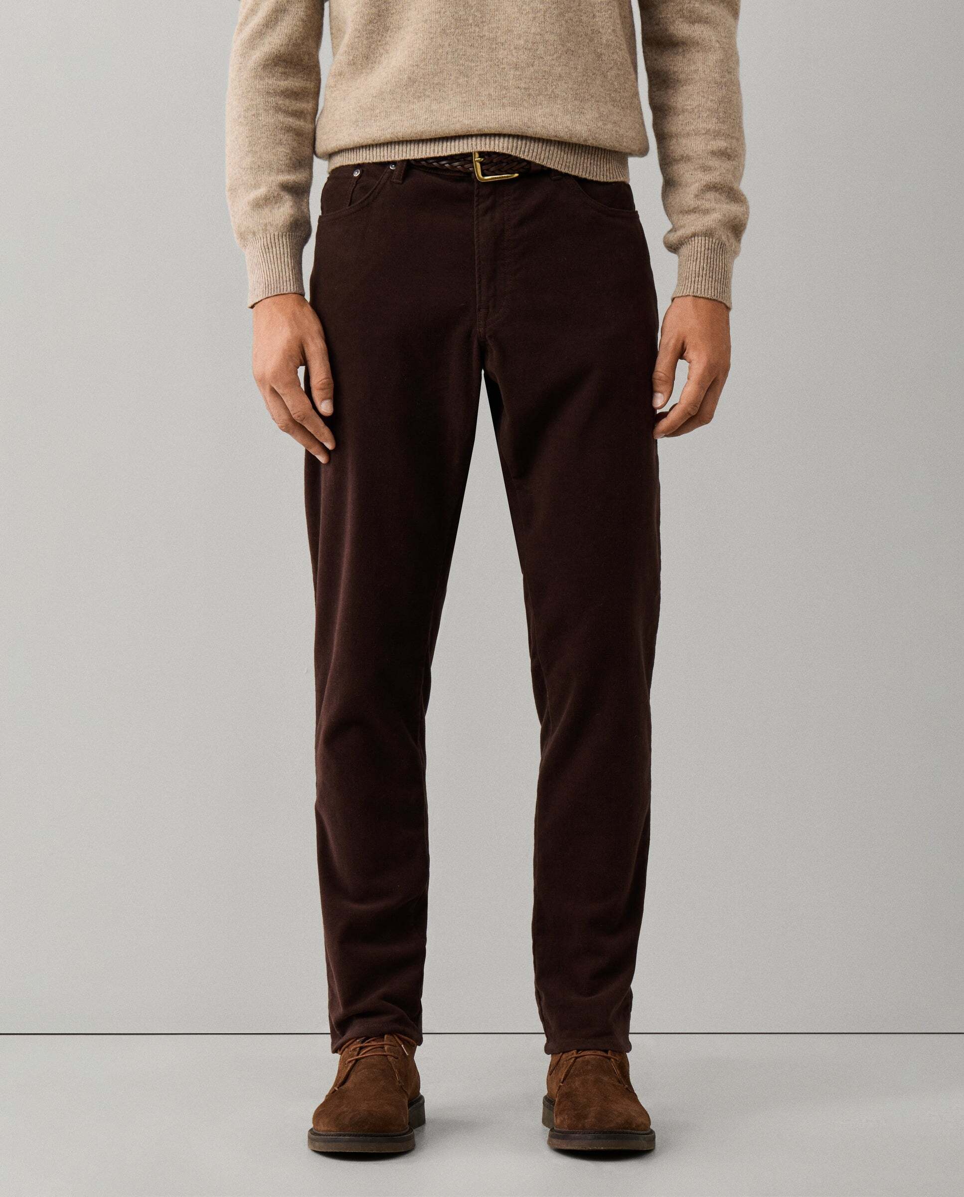 Pantalón de hombre trinity moleskin fit regular - Hackett - Marrón Marrón-1