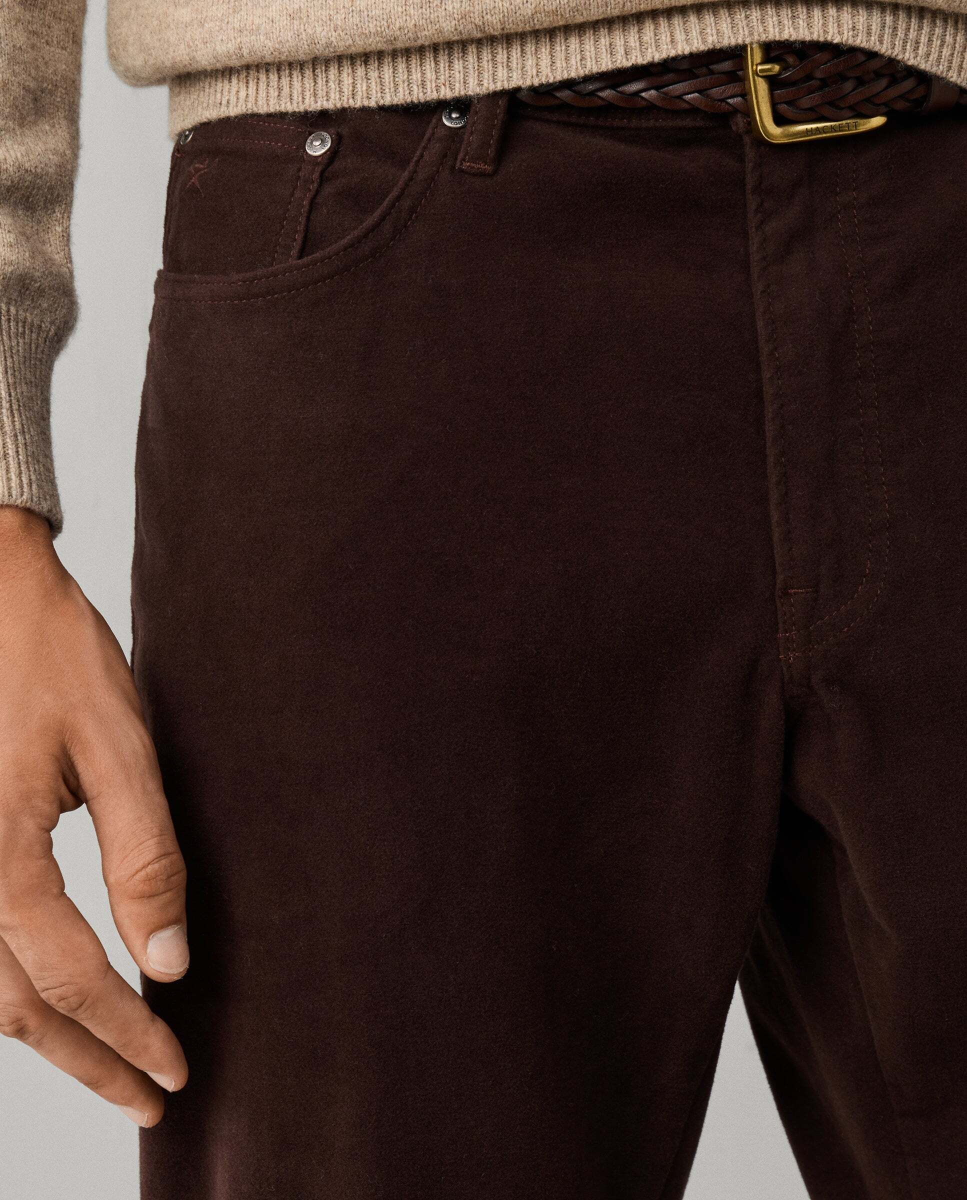 Pantalón de hombre trinity moleskin fit regular - Hackett - Marrón Marrón-4