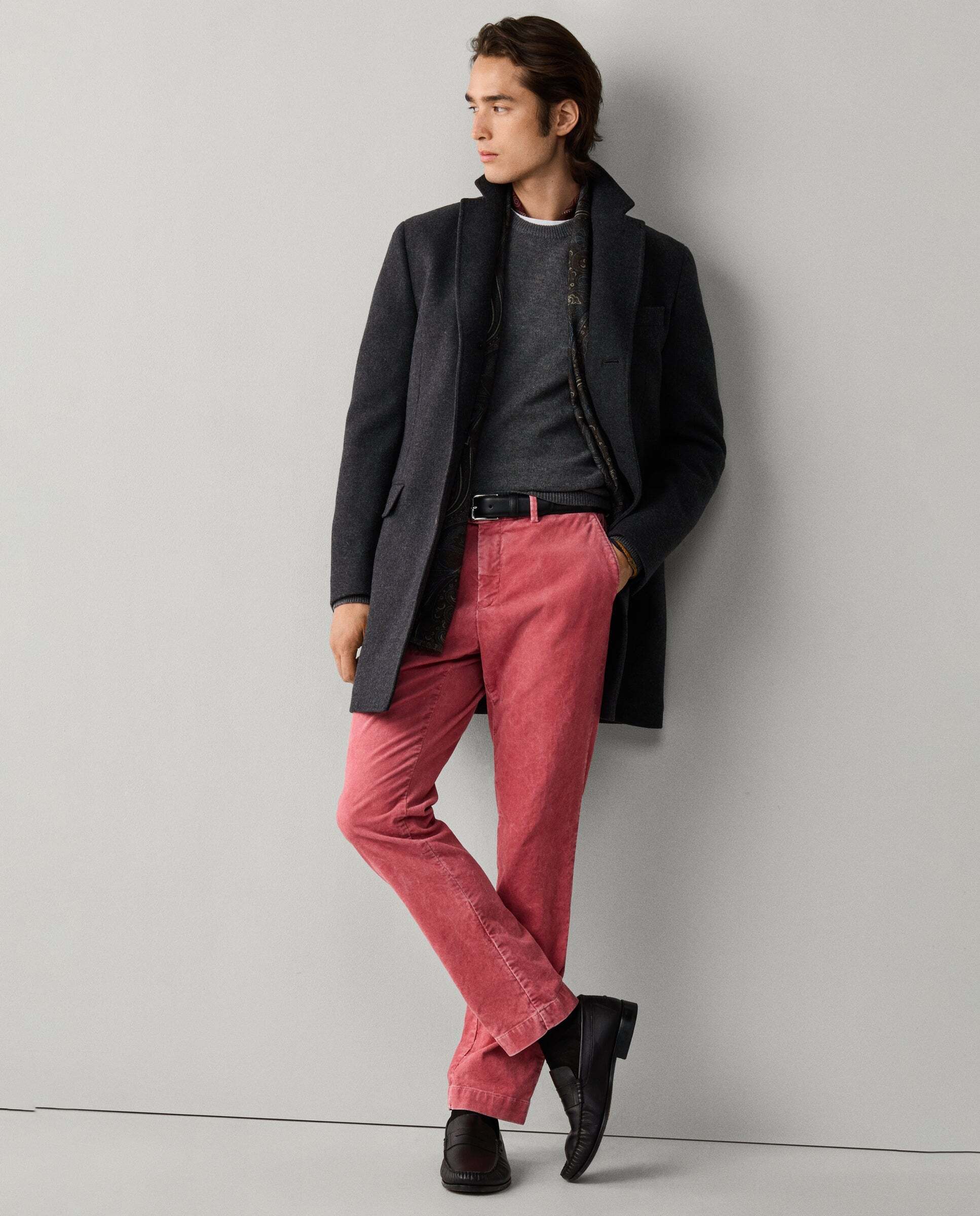 Chino de hombre de pana kensington teñido con pigmentos fit slim - Hackett - Rojo Rojo-1