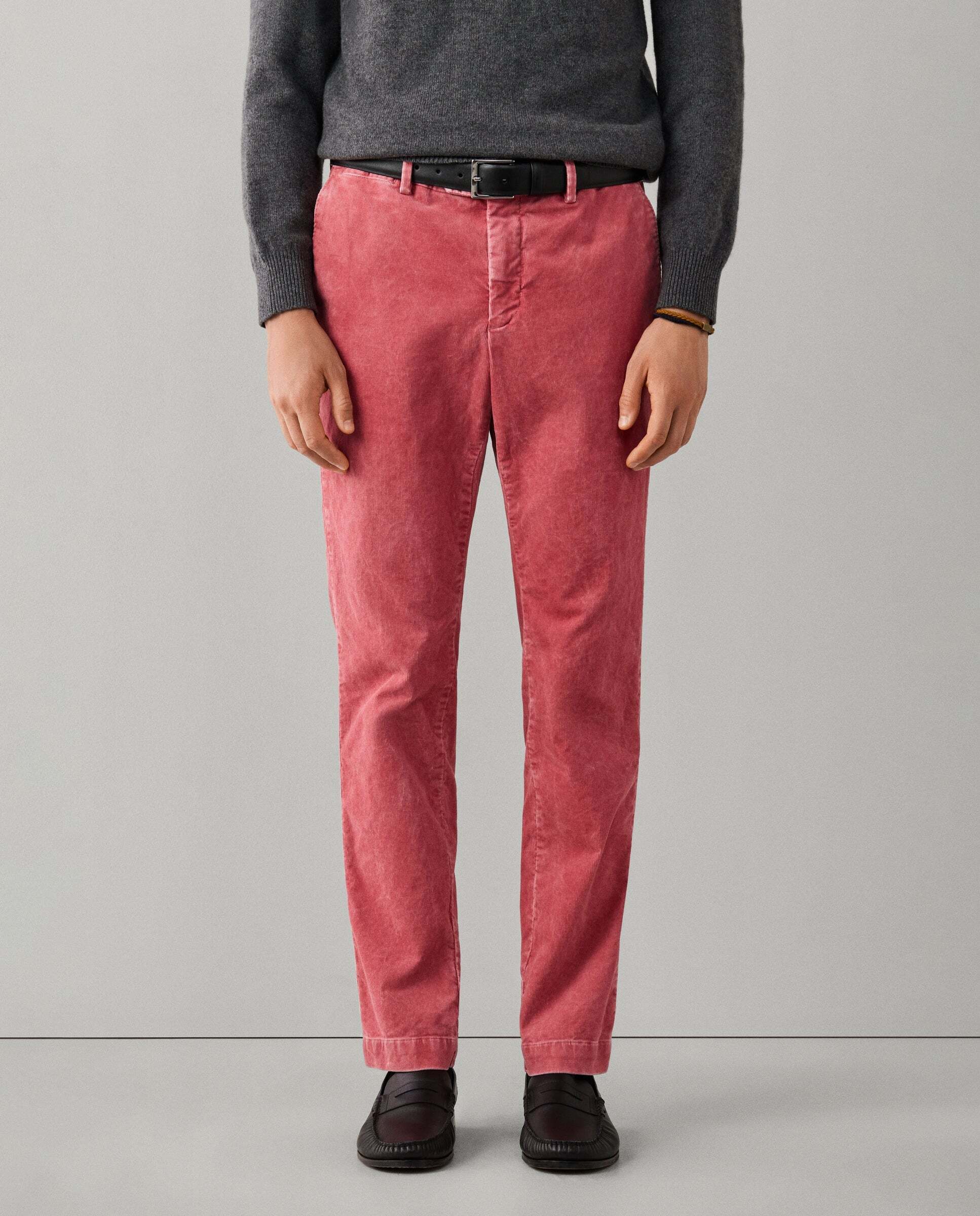 Chino de hombre de pana kensington teñido con pigmentos fit slim - Hackett - Rojo Rojo-2