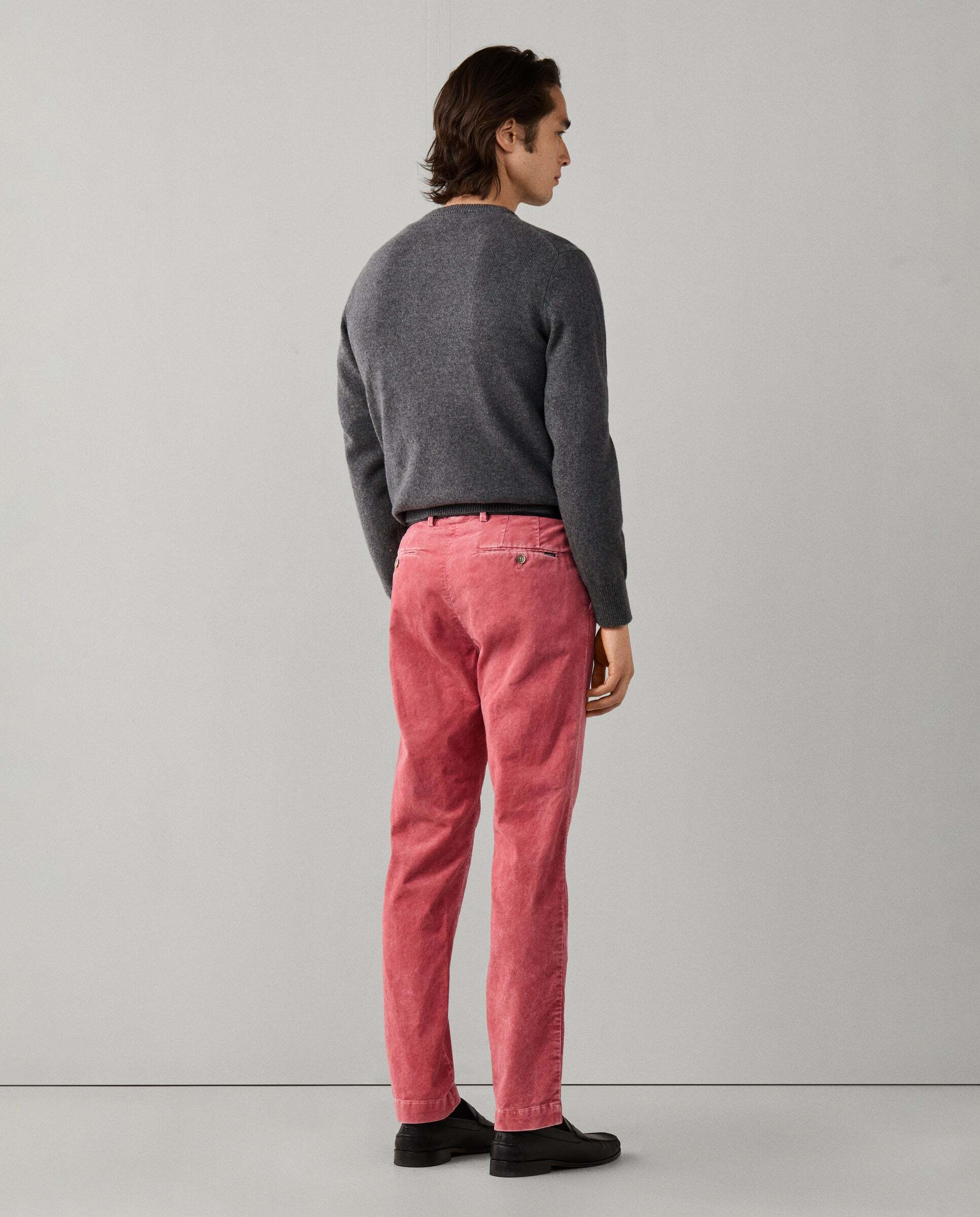 Chino de hombre de pana kensington teñido con pigmentos fit slim - Hackett - Rojo Rojo-3