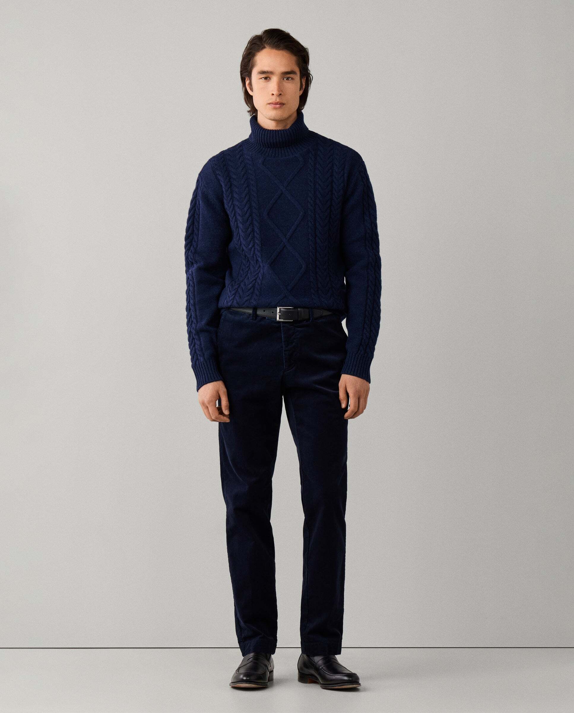 Chino de hombre de pana kensington teñido con pigmentos fit slim - Hackett - Azul Azul-2