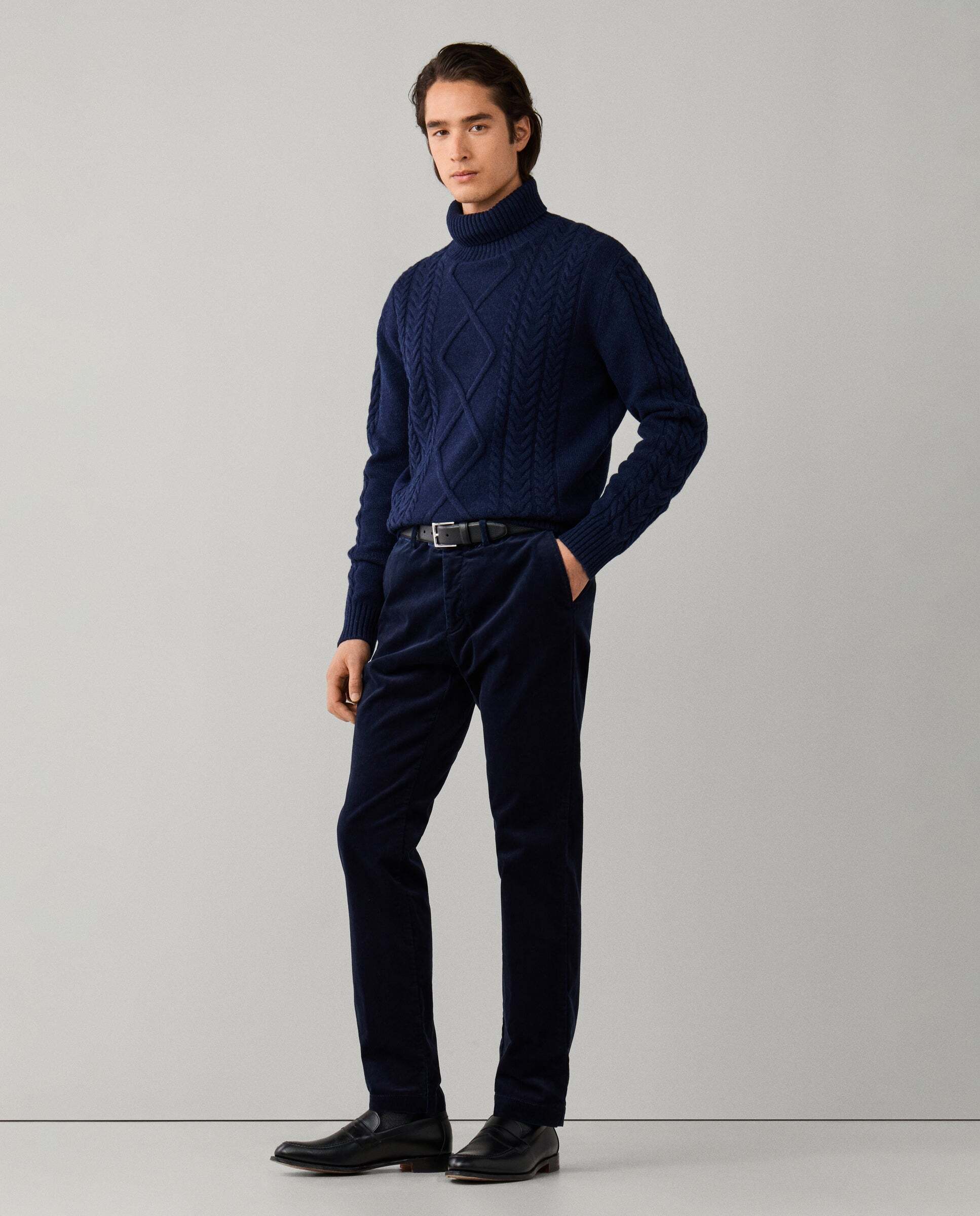Chino de hombre de pana kensington teñido con pigmentos fit slim - Hackett - Azul Azul-5