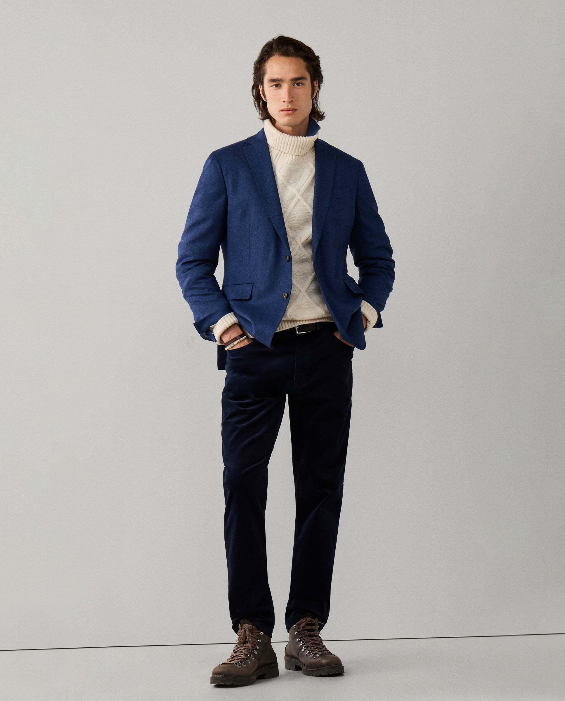 Pantalón de hombre pana 5 bolsillos fit regular - Hackett - Azul Azul-1