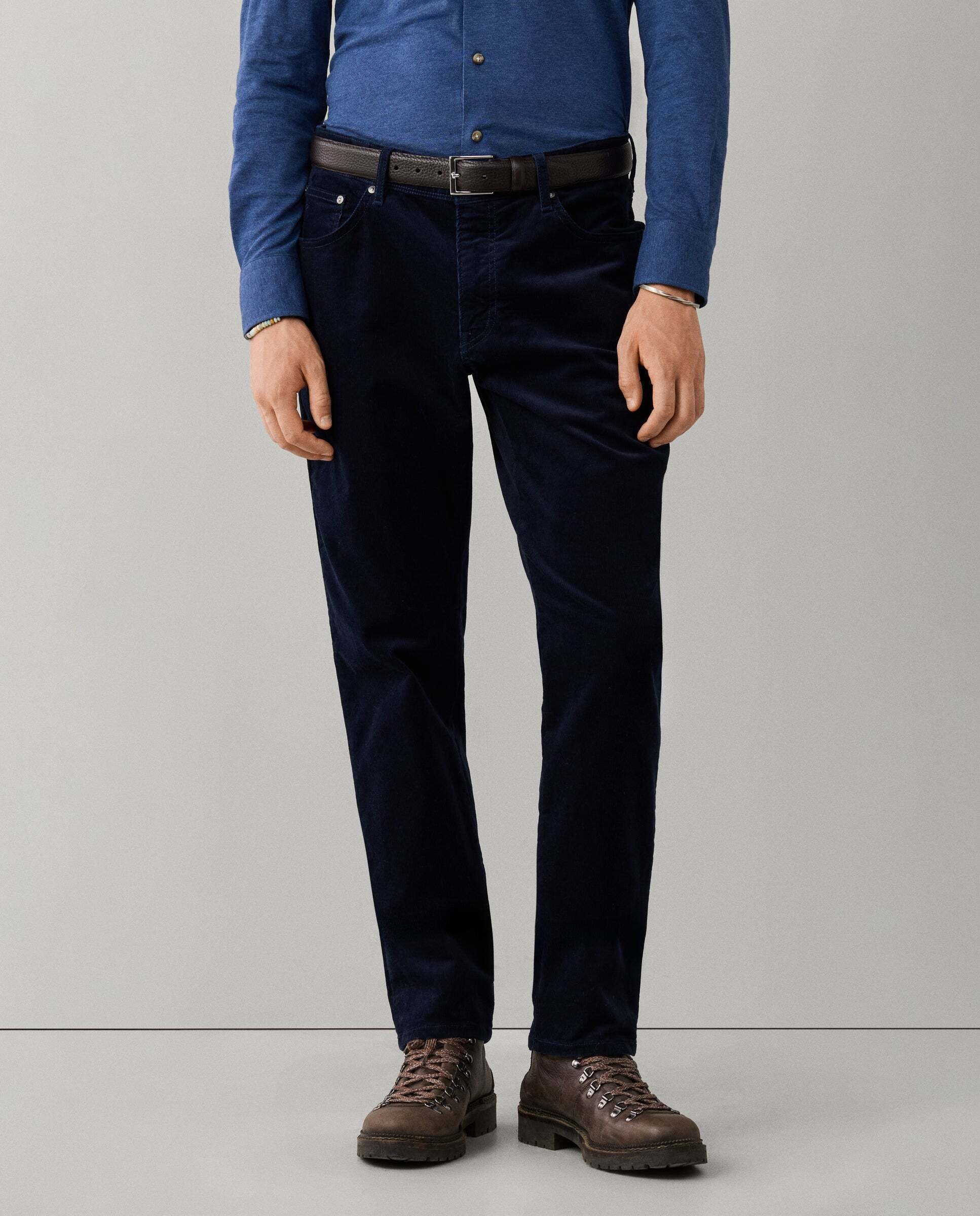 Pantalón de hombre pana 5 bolsillos fit regular - Hackett - Azul Azul-2