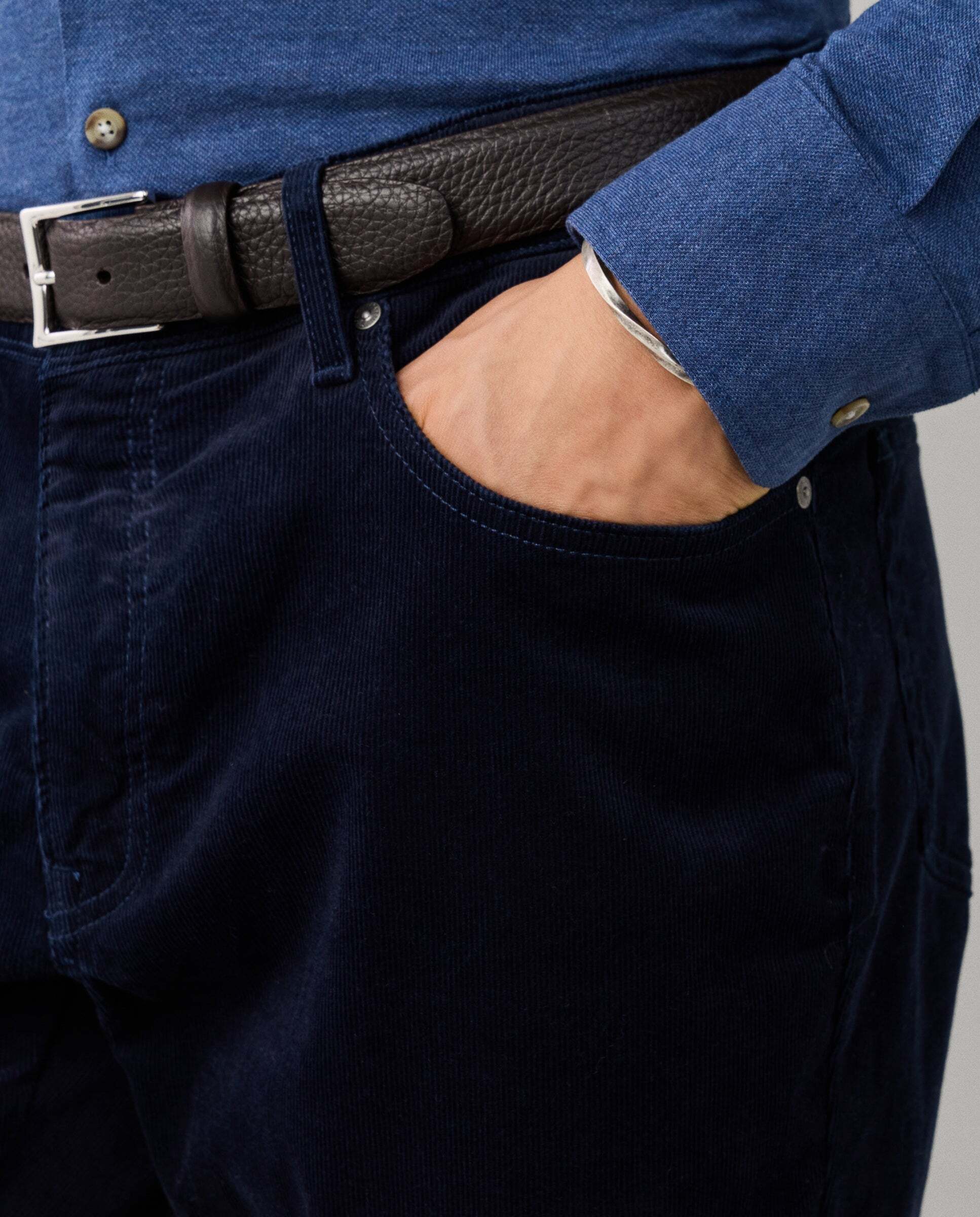 Pantalón de hombre pana 5 bolsillos fit regular - Hackett - Azul Azul-4