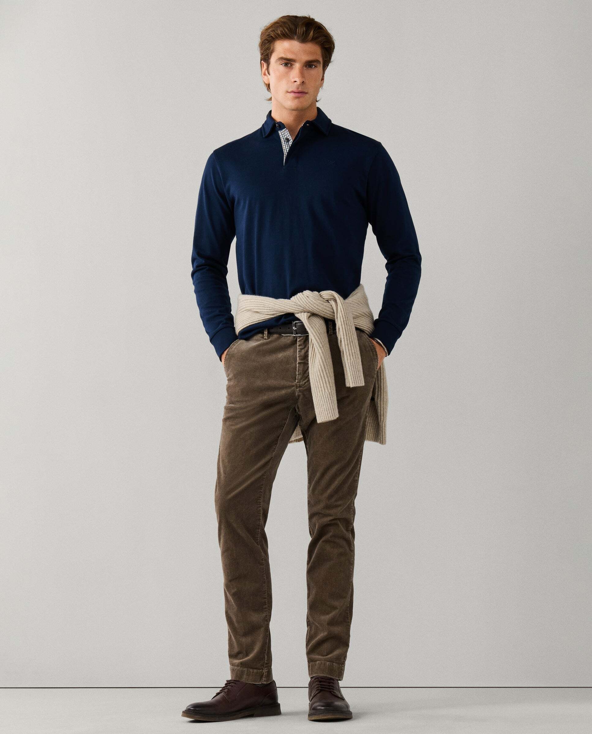 Chino de hombre de pana kensington teñido con pigmentos fit slim - Hackett - Natural Natural-1