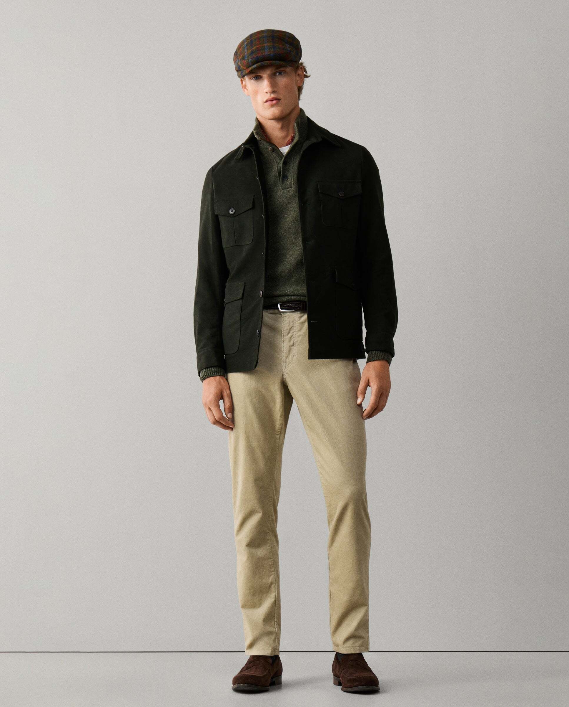 Pantalón de hombre pana 5 bolsillos fit regular - Hackett - Crema Crema-1