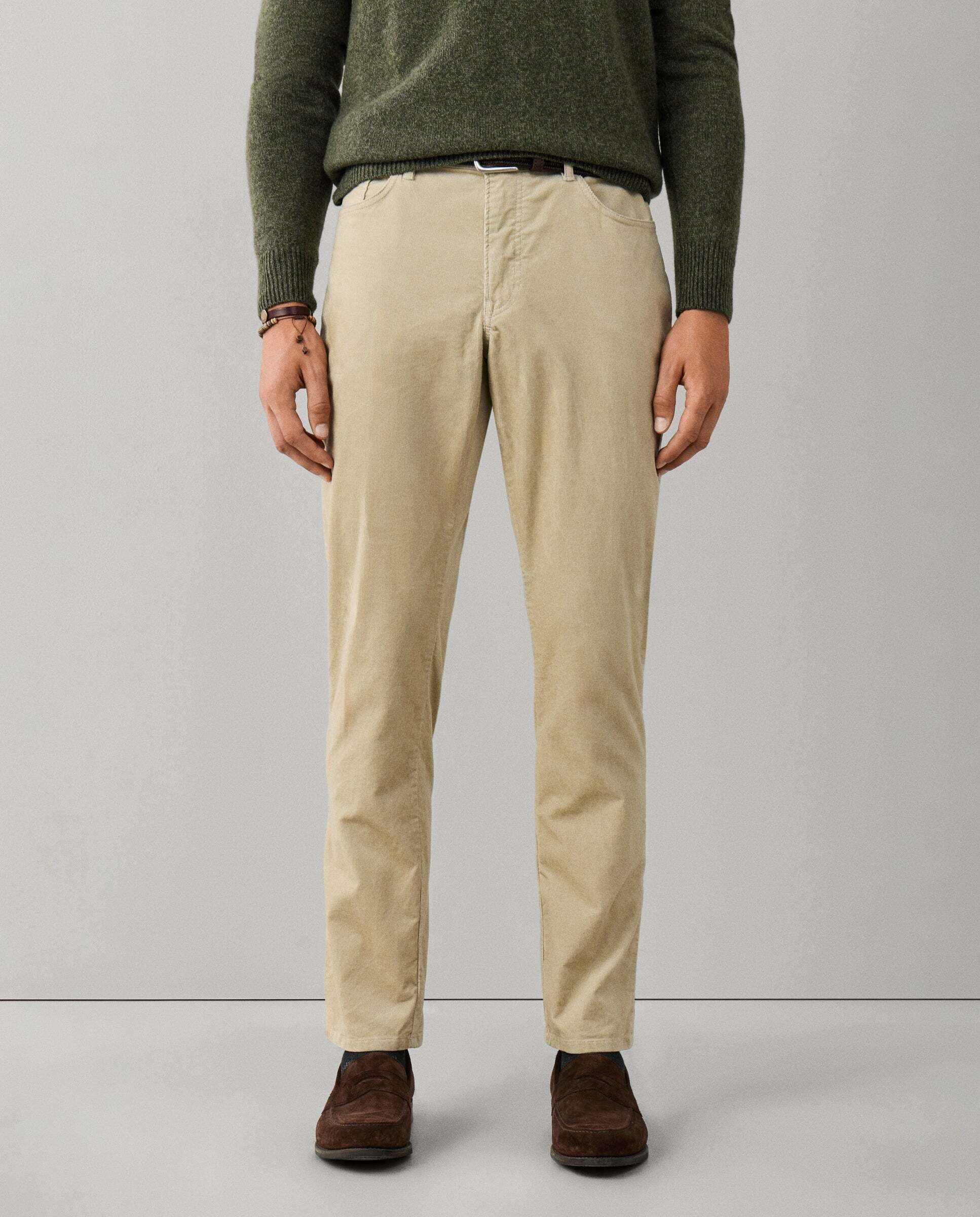 Pantalón de hombre pana 5 bolsillos fit regular - Hackett - Crema Crema-2