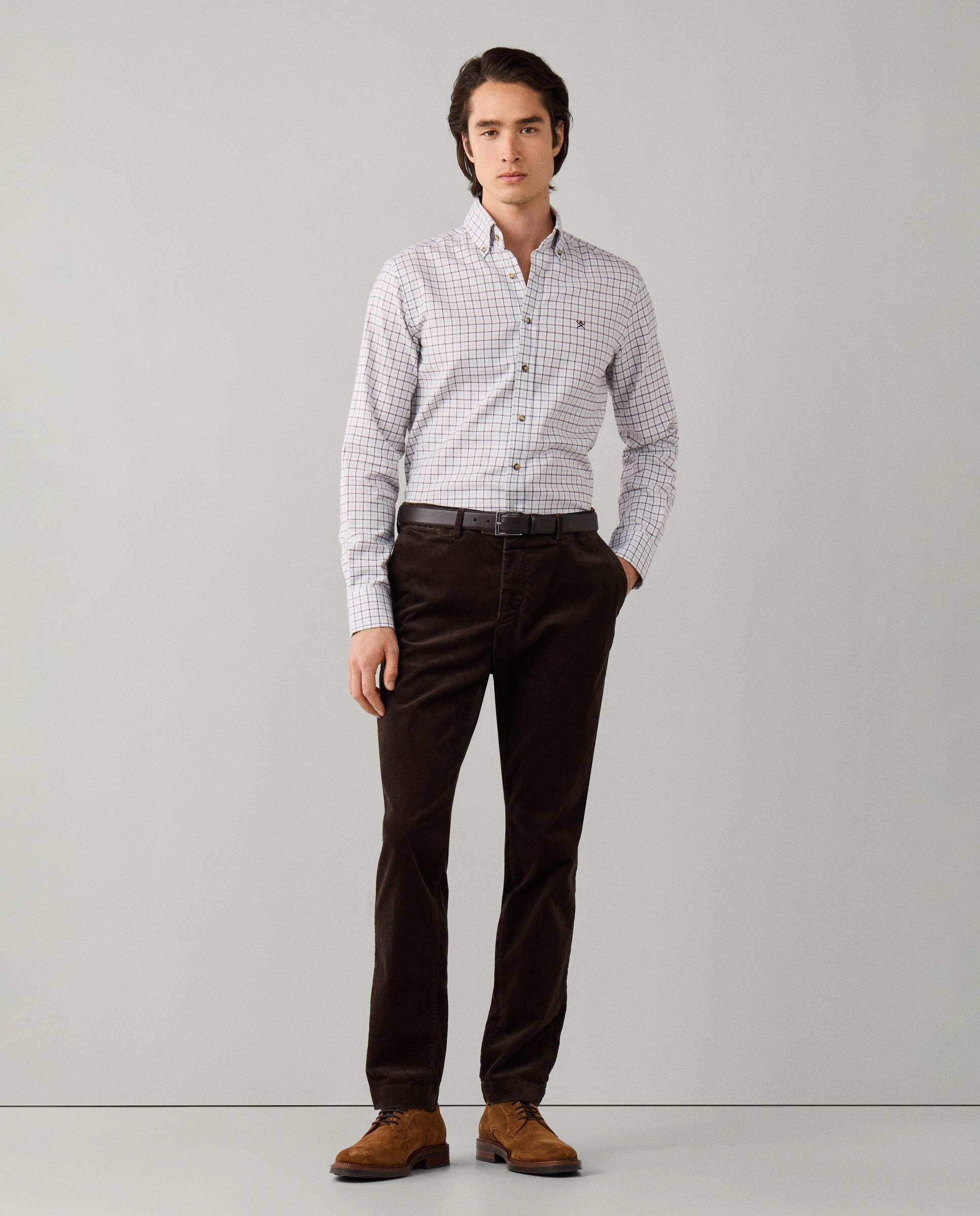 Chino de hombre de pana kensington teñido con pigmentos fit slim - Hackett - Marrón Marrón-2