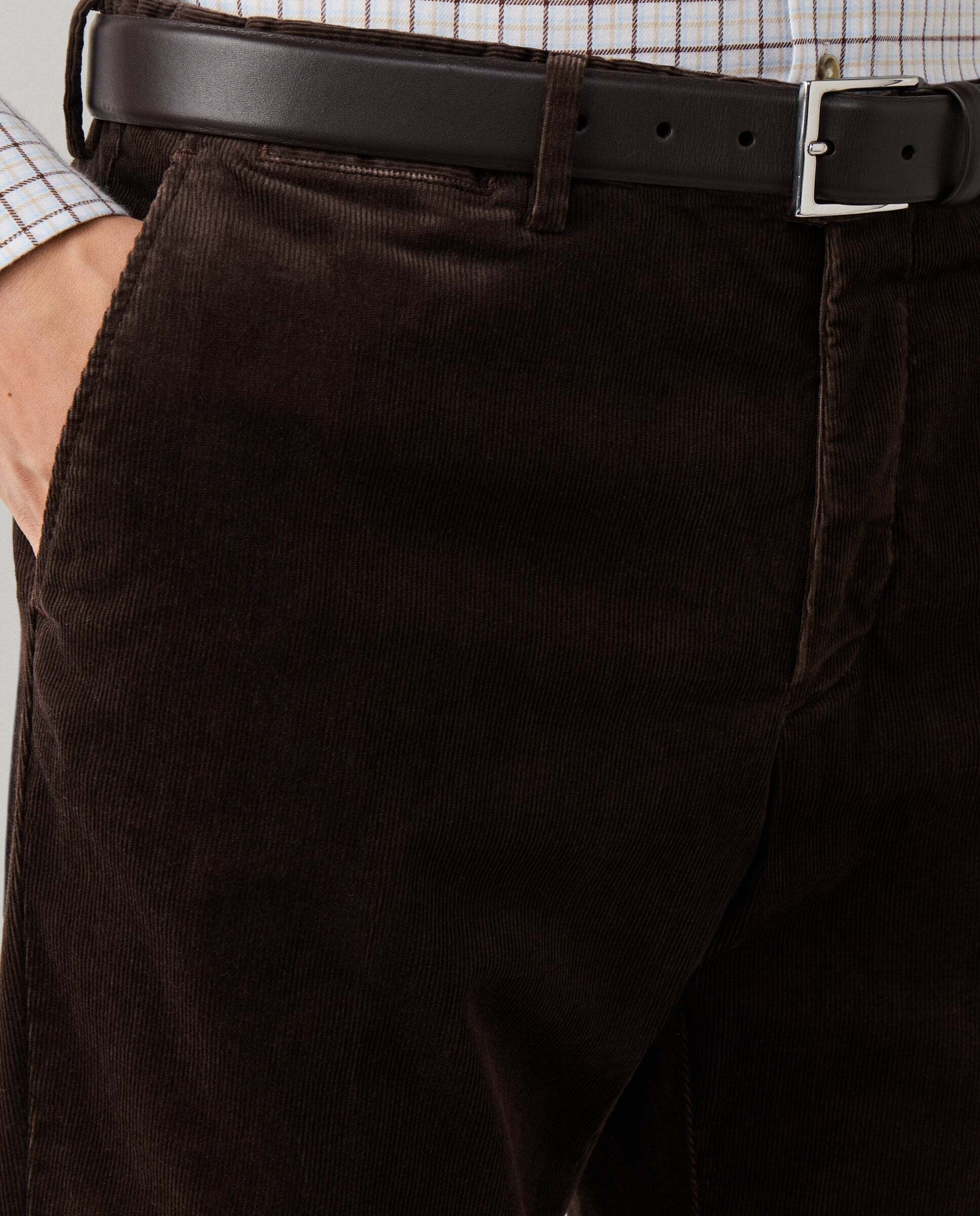 Chino de hombre de pana kensington teñido con pigmentos fit slim - Hackett - Marrón Marrón-4
