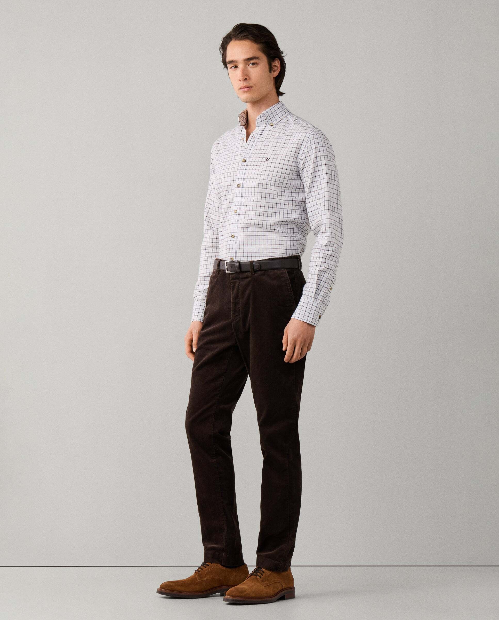 Chino de hombre de pana kensington teñido con pigmentos fit slim - Hackett - Marrón Marrón-5