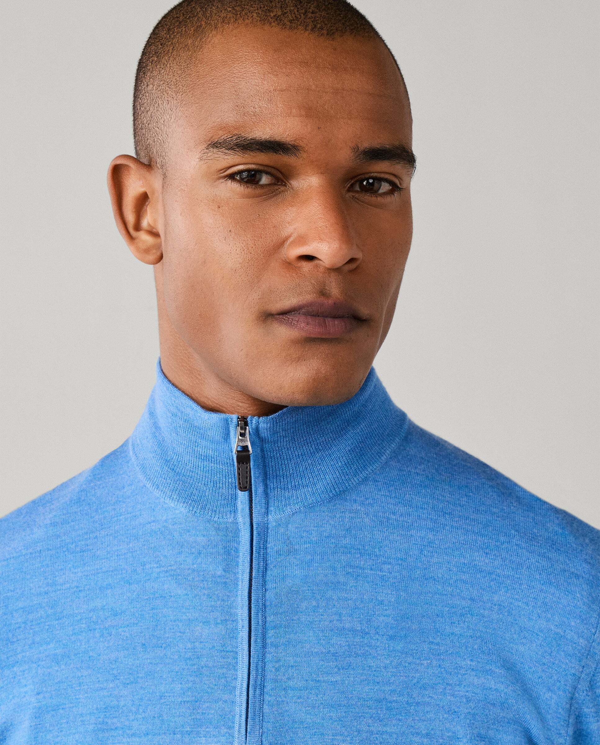 Jersey de hombre de lana merino con cremallera - Hackett - Azul Azul-4
