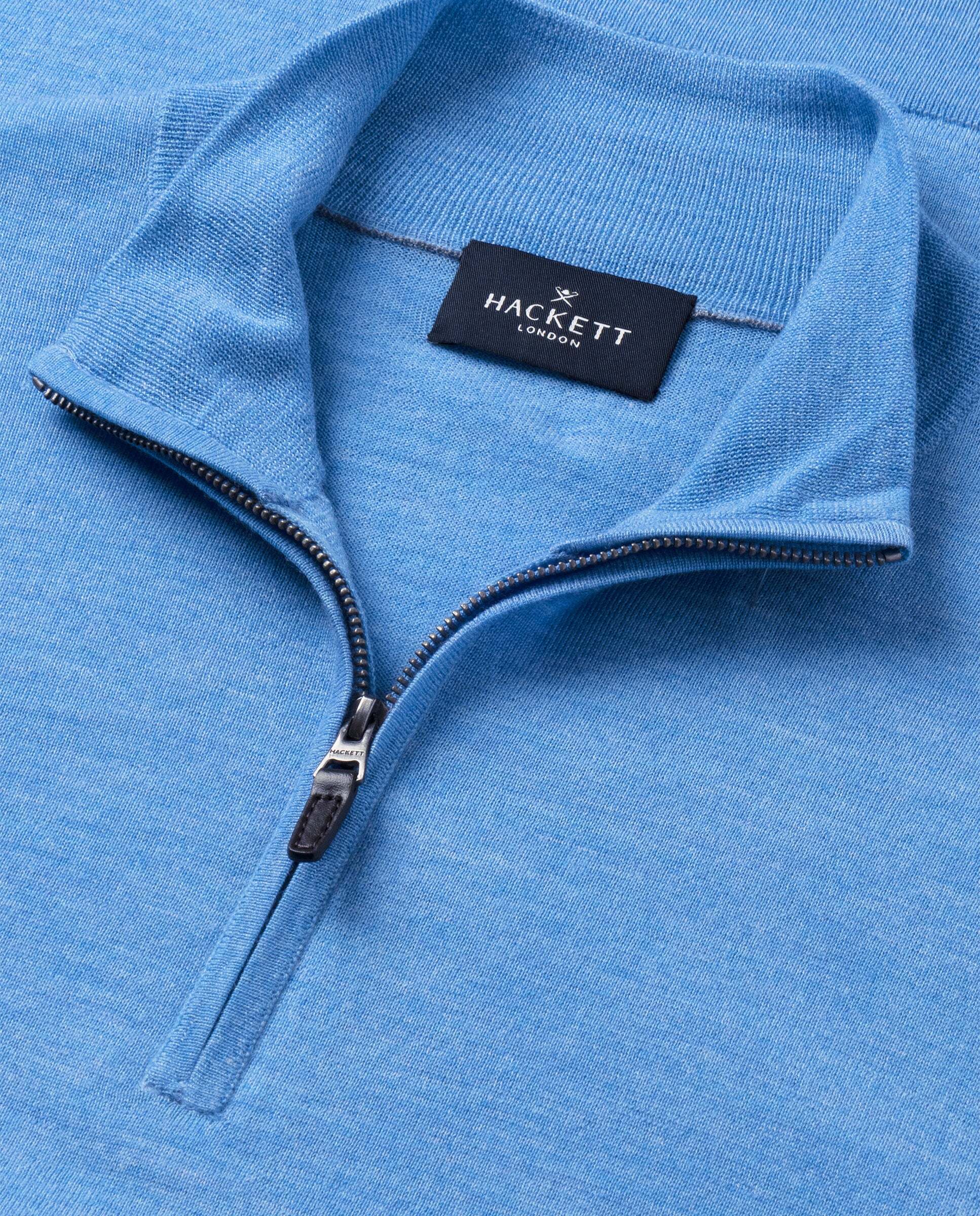 Jersey de hombre de lana merino con cremallera - Hackett - Azul Azul-8