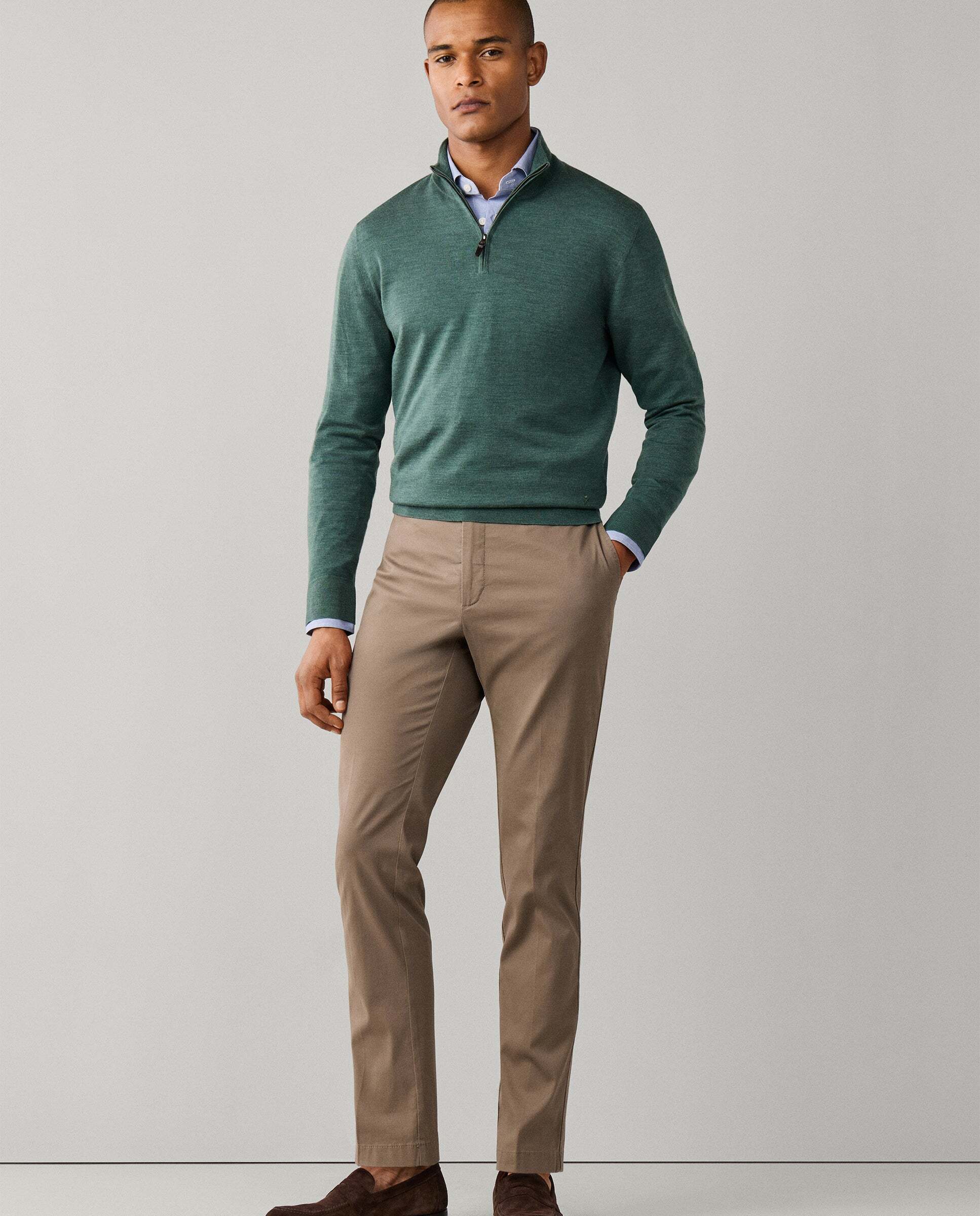 Imagen 2 de Jersey de hombre de lana merino con cremallera - Hackett - Verde Verde