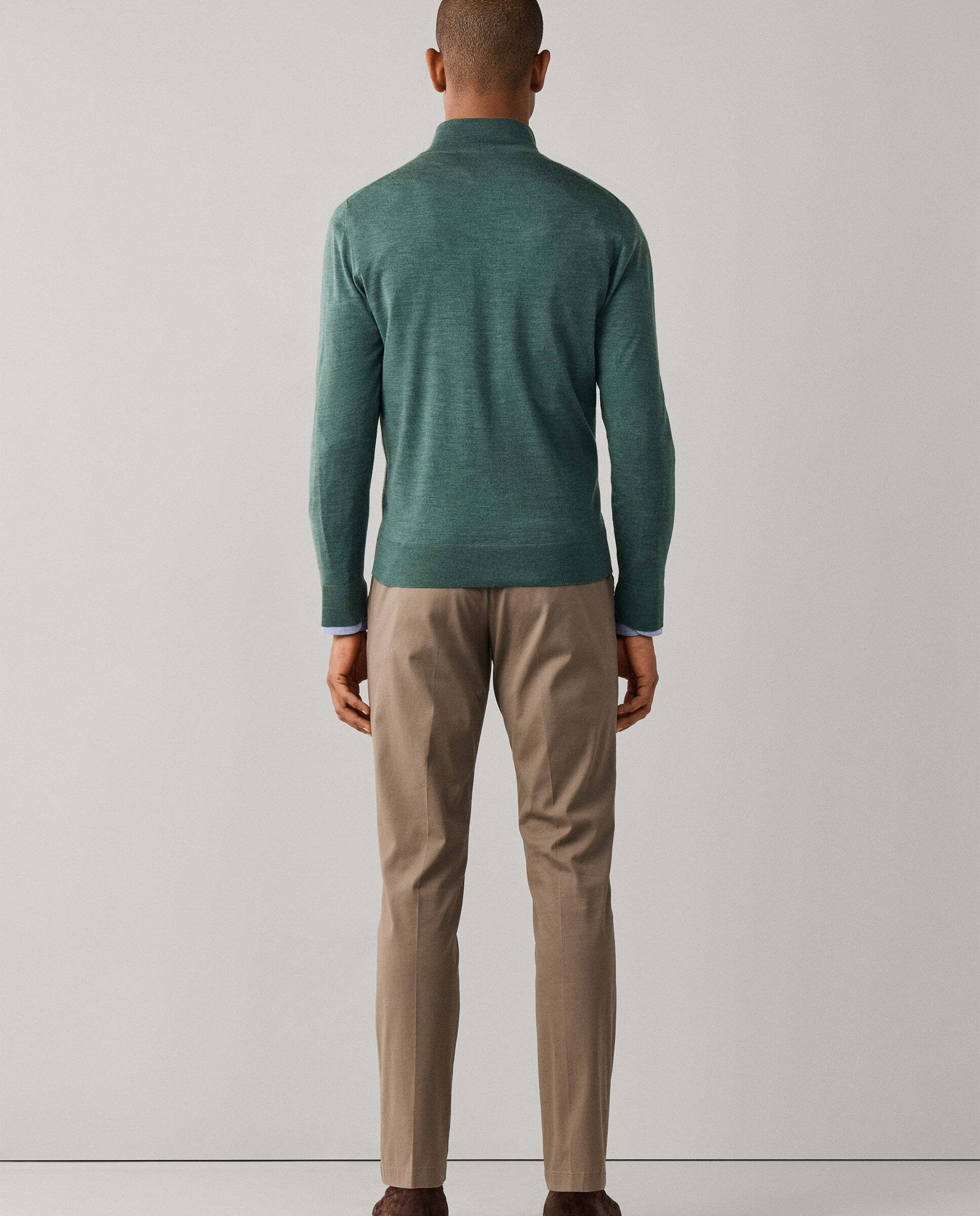 Imagen 3 de Jersey de hombre de lana merino con cremallera - Hackett - Verde Verde