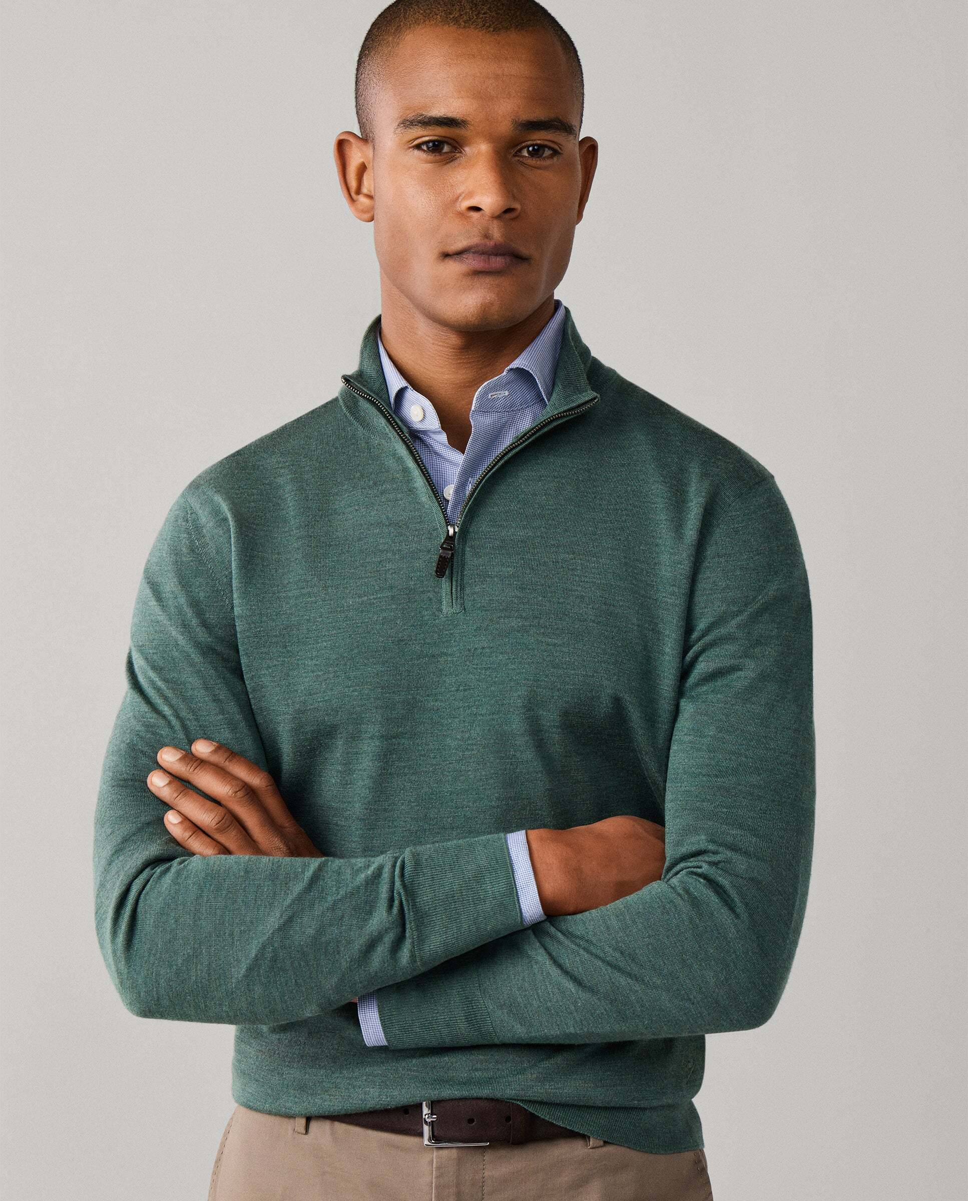 Imagen 7 de Jersey de hombre de lana merino con cremallera - Hackett - Verde Verde