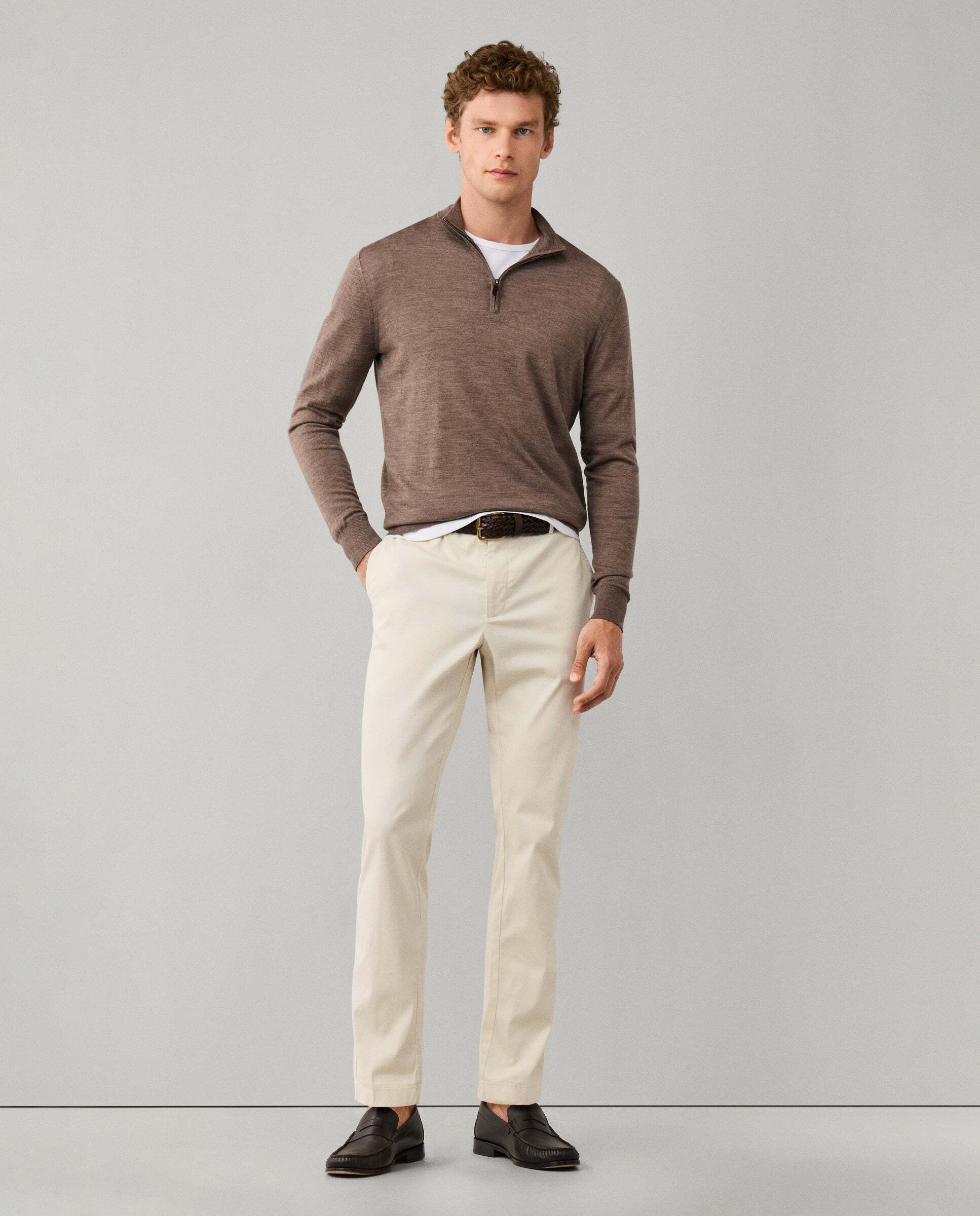 Jersey de hombre de lana merino con cremallera - Hackett - Natural Natural-2