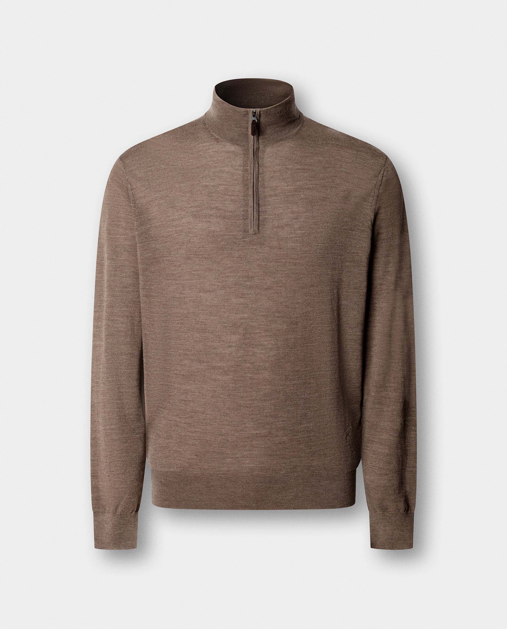 Jersey de hombre de lana merino con cremallera - Hackett - Natural Natural-5