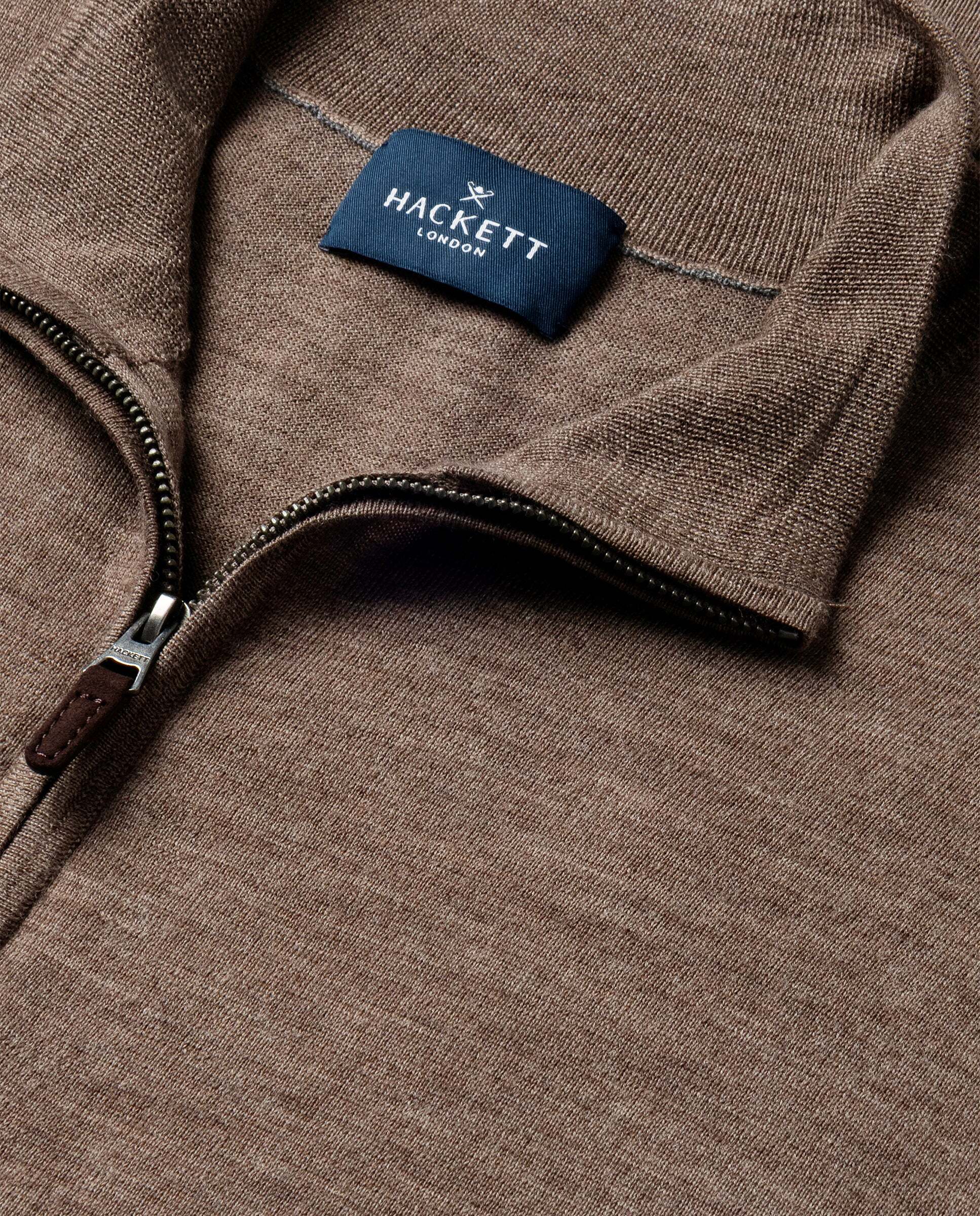 Jersey de hombre de lana merino con cremallera - Hackett - Natural Natural-7