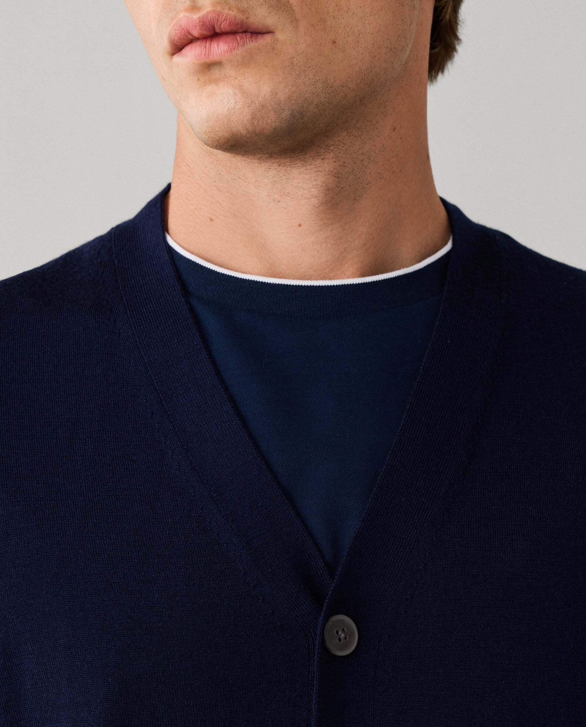 Cárdigan de hombre de lana merino - Hackett - Azul Azul-4
