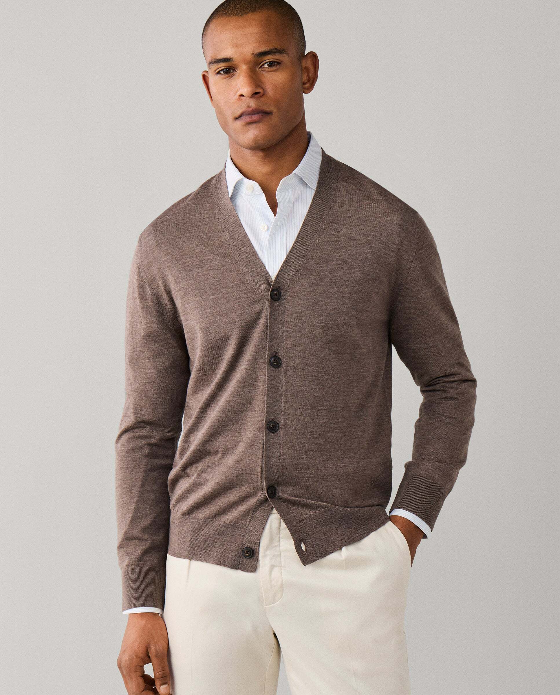 Cárdigan de hombre de lana merino - Hackett - Natural Natural-1