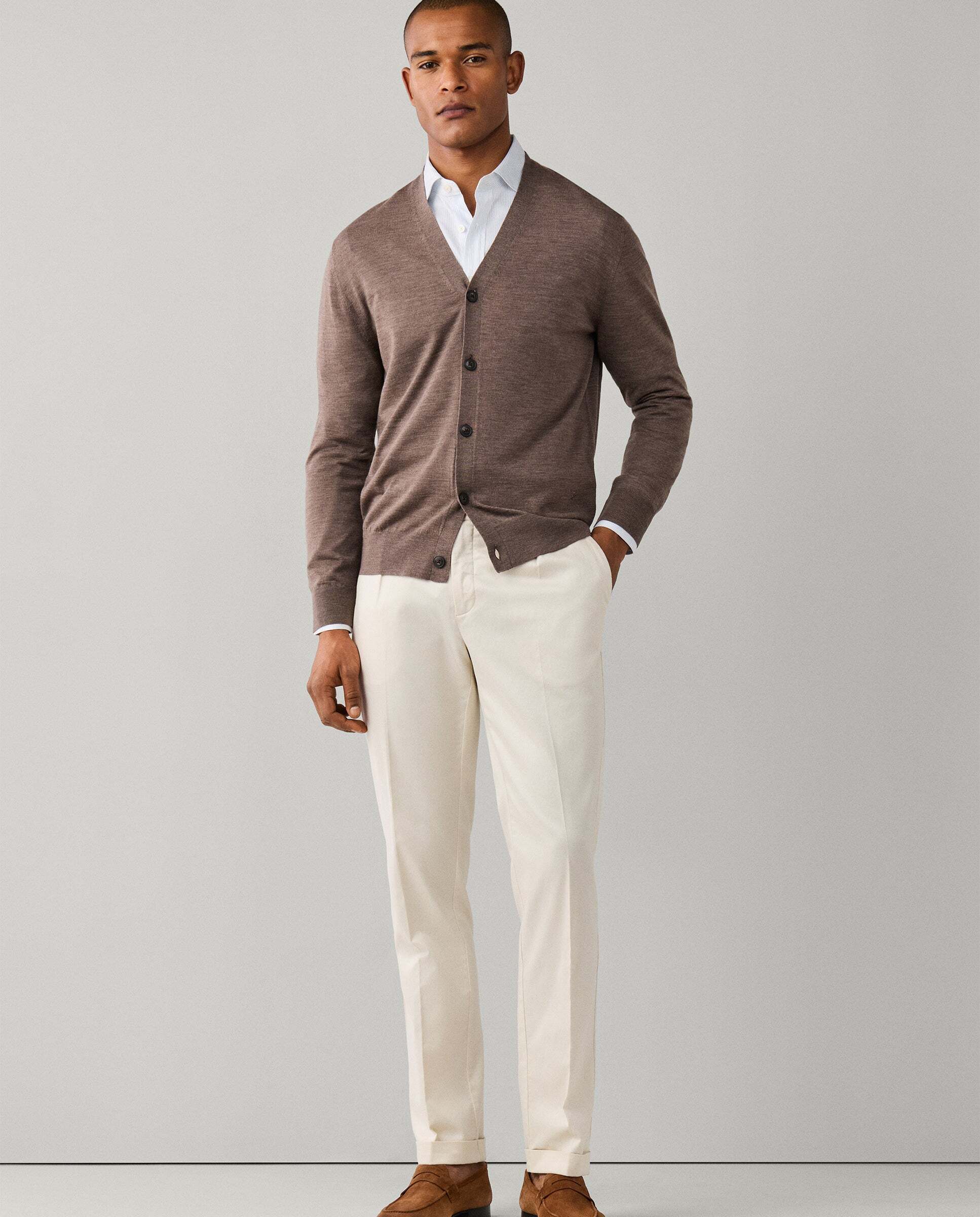 Cárdigan de hombre de lana merino - Hackett - Natural Natural-2