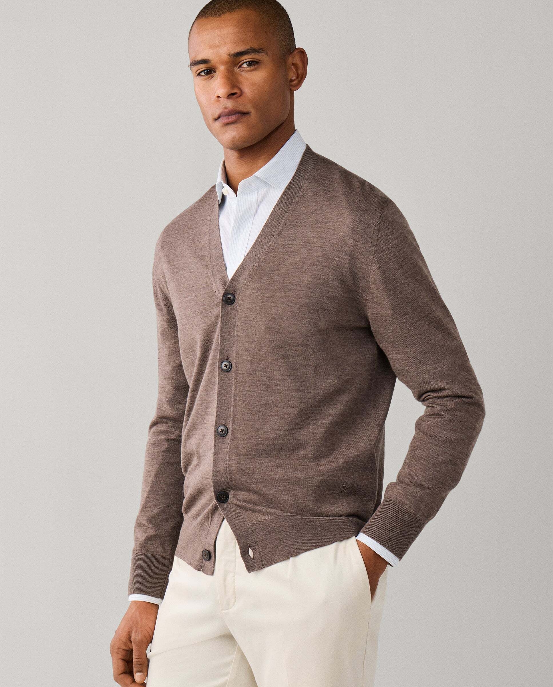 Cárdigan de hombre de lana merino - Hackett - Natural Natural-6