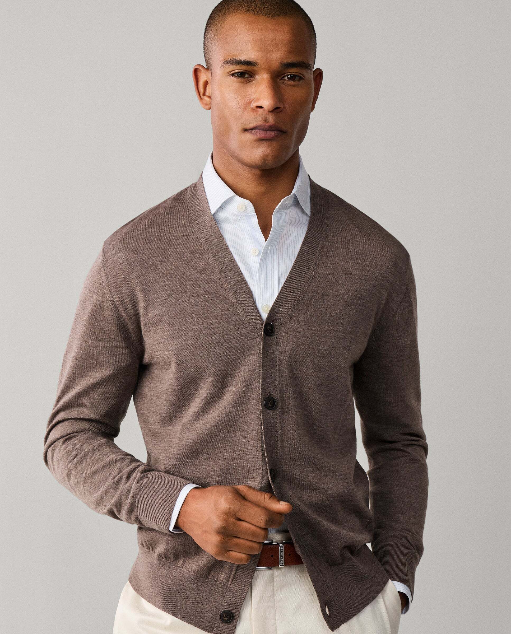 Cárdigan de hombre de lana merino - Hackett - Natural Natural-7