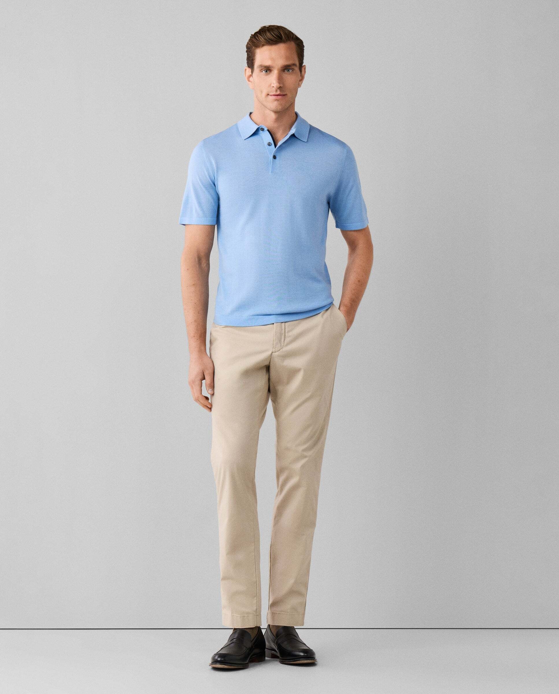 Polo manga corta mezcla de seda fit clásico - Hackett - Azul Azul-2