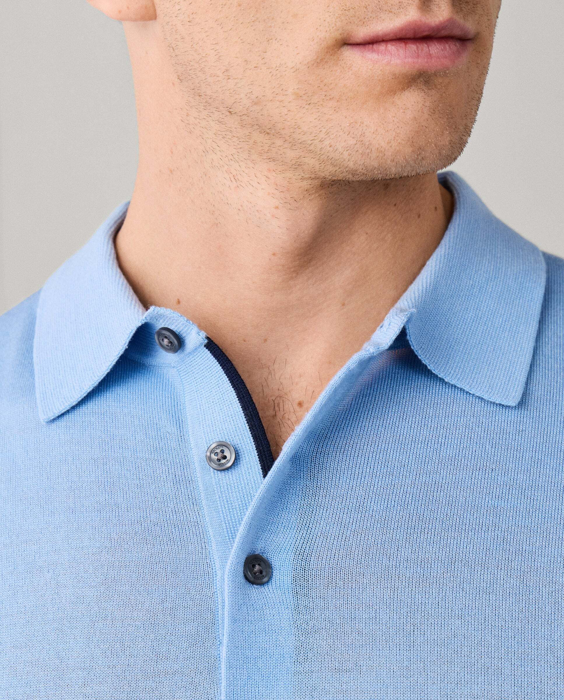 Polo manga corta mezcla de seda fit clásico - Hackett - Azul Azul-6