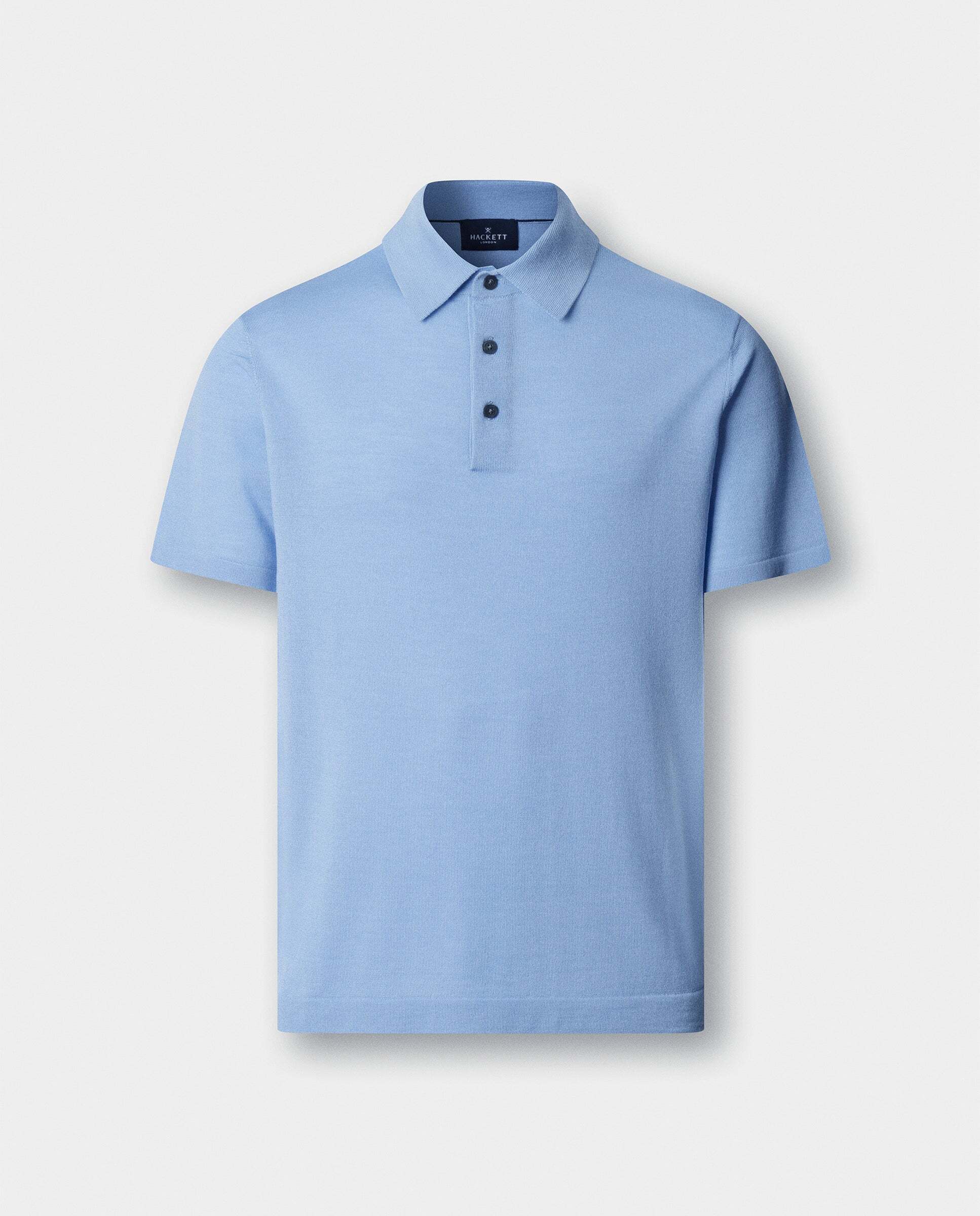 Polo manga corta mezcla de seda fit clásico - Hackett - Azul Azul-10