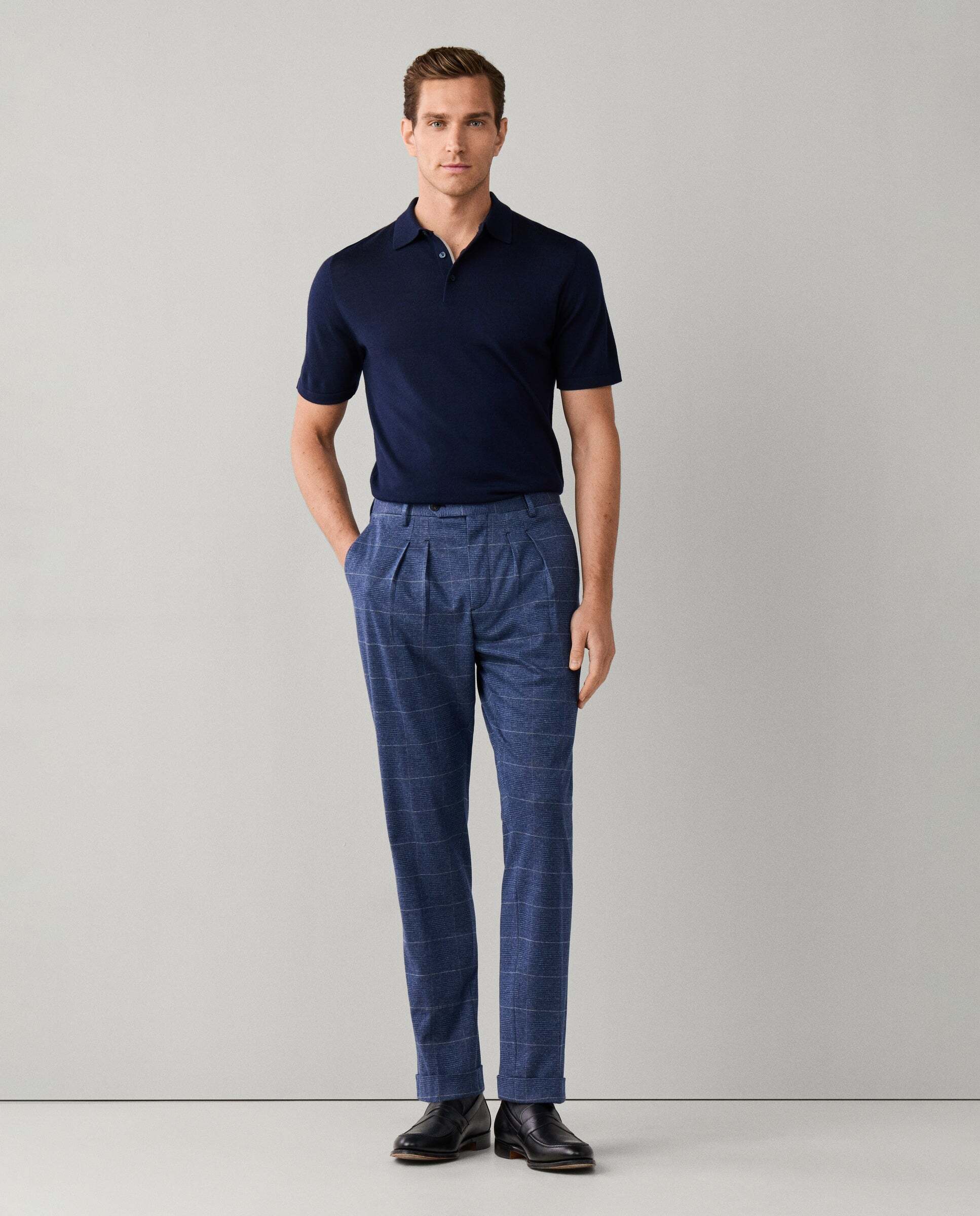 Polo manga corta mezcla de seda fit clásico - Hackett - Azul marino Azul marino-2