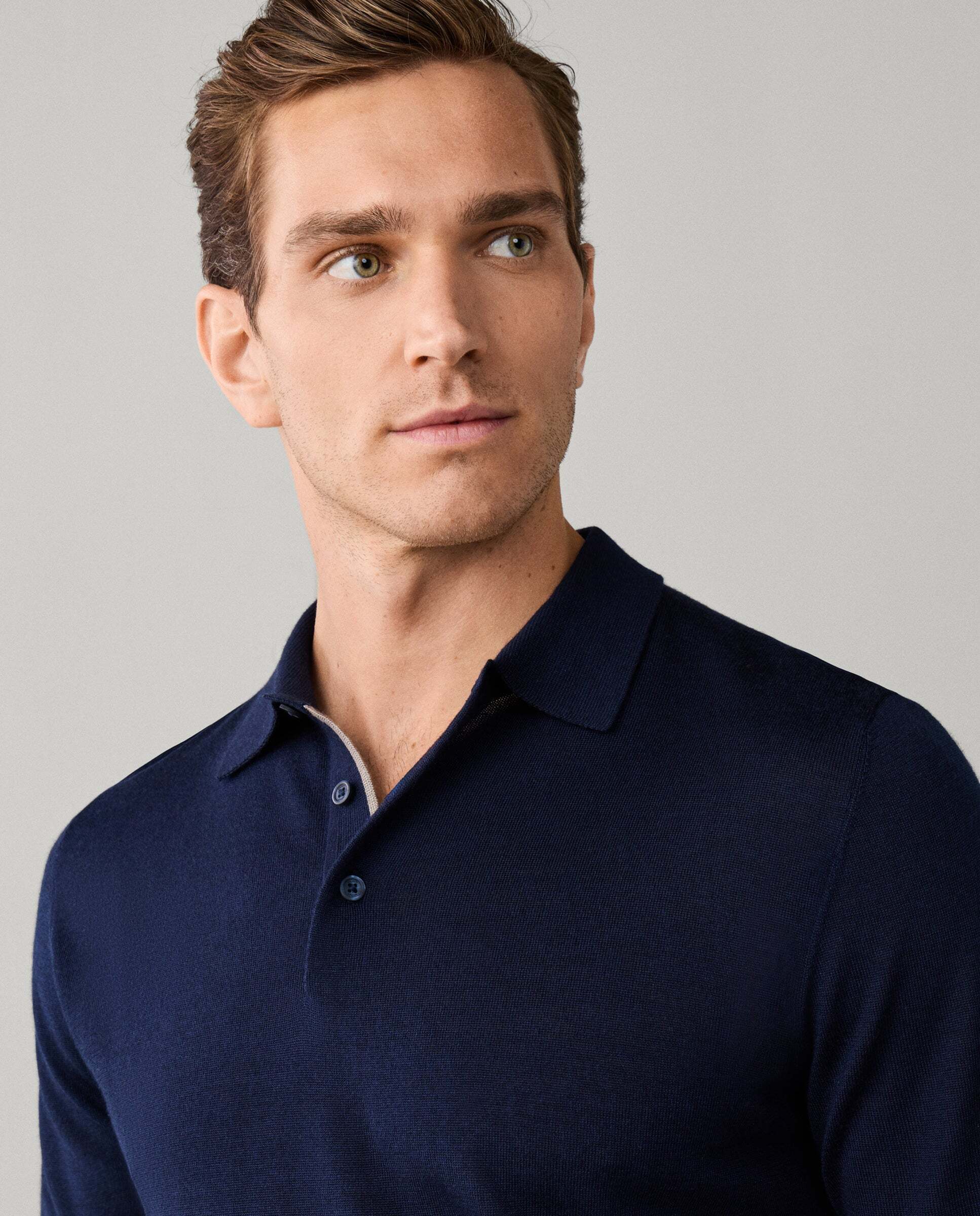 Polo manga corta mezcla de seda fit clásico - Hackett - Azul marino Azul marino-4