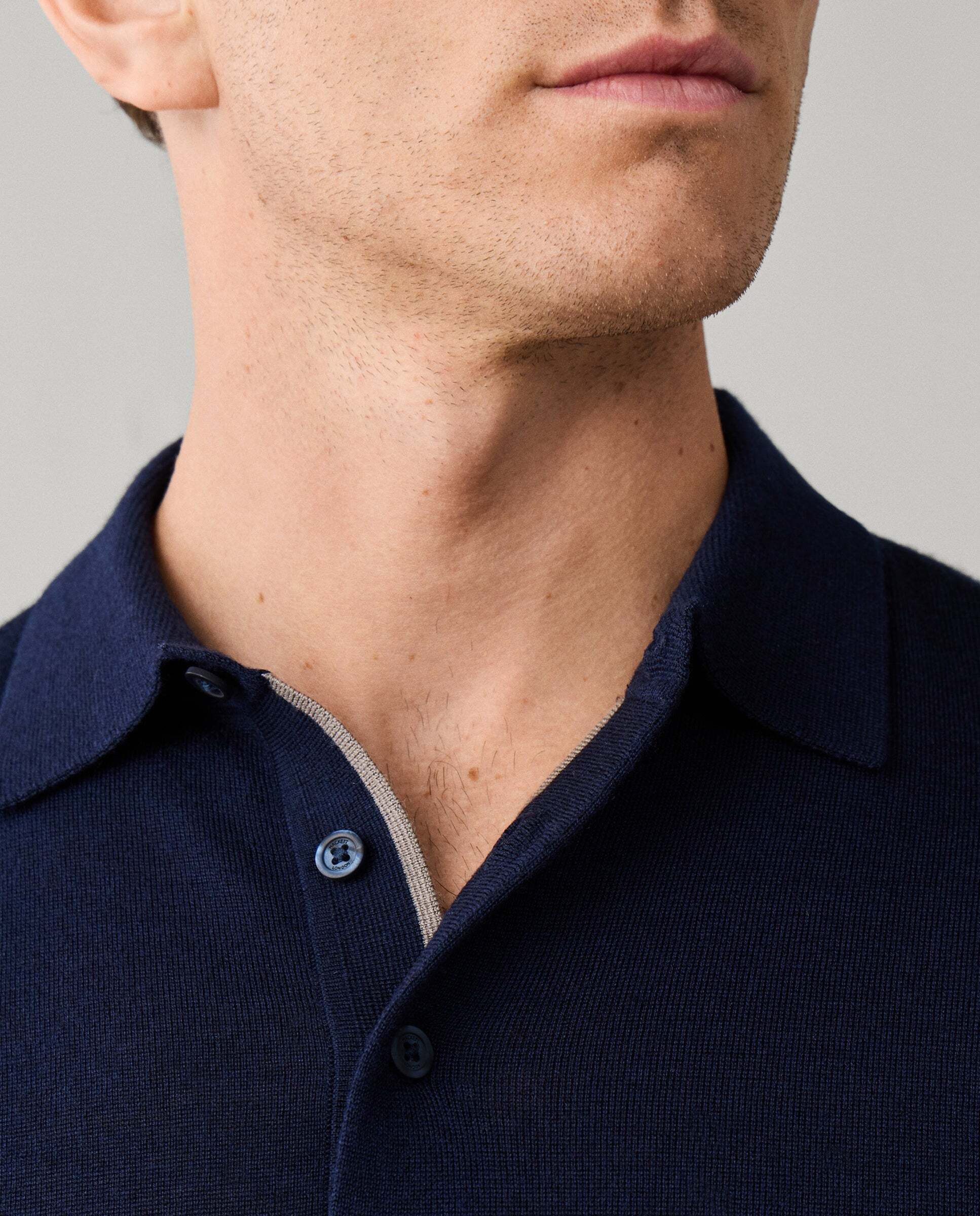 Polo manga corta mezcla de seda fit clásico - Hackett - Azul marino Azul marino-6