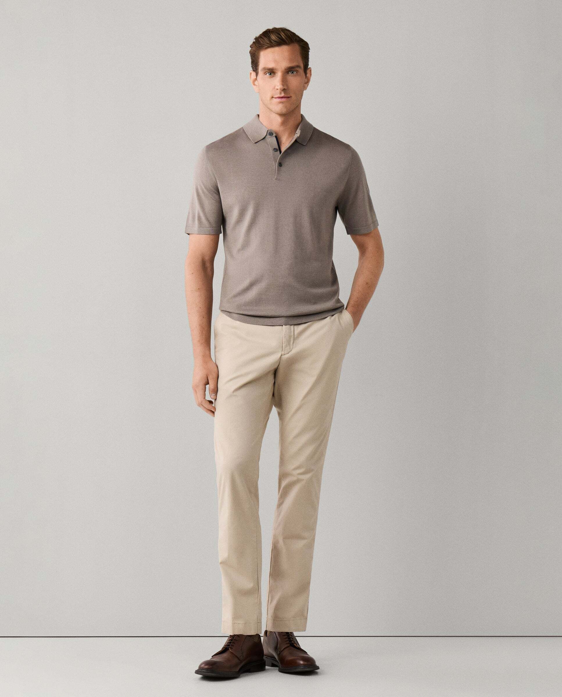 Polo manga corta mezcla de seda fit clásico - Hackett - Natural Natural-2