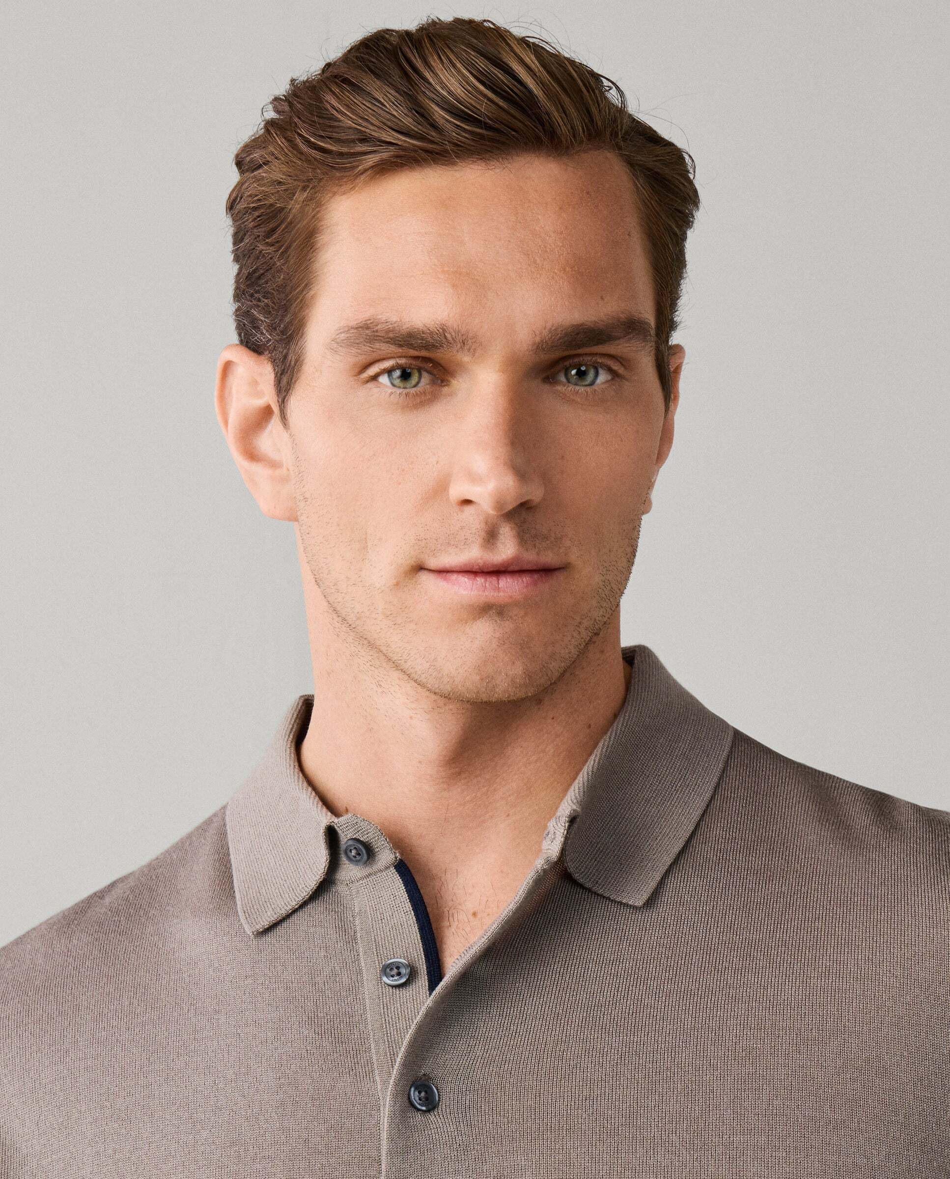 Polo manga corta mezcla de seda fit clásico - Hackett - Natural Natural-4